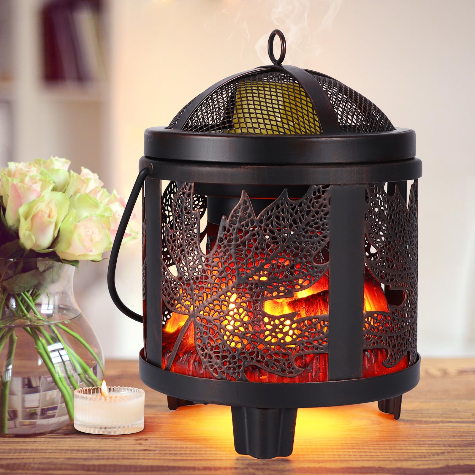 Lámpara de Fragancia eléctrica,Quemador eléctrico 4 en 1 para Cera aromática,Vela y Aceite aromático, Patrón de hoja de arce Lámpara de Aroma eléctrico para Regalos y Decoraciones de Oficina doméstica