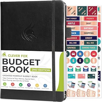Clever Fox Budget Book 2.0 Simple Budgeting Planner for Beginners Financial Notebook with Money Spending, Debt & Bill Tracker (Black)