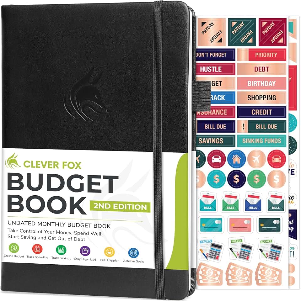 Clever Fox Budget Book 2.0 – Simple Budgeting Planner for Beginners – Financial Notebook with Money Spending, Debt & Bill Tracker (Black)