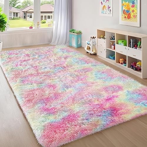 Miniatura 43 de Ophanie - Alfombra redonda rosa para dormitorio de niñas, alfombra circular de área de felpa kawaii esponjosa para niños, linda alfombra de Navidad