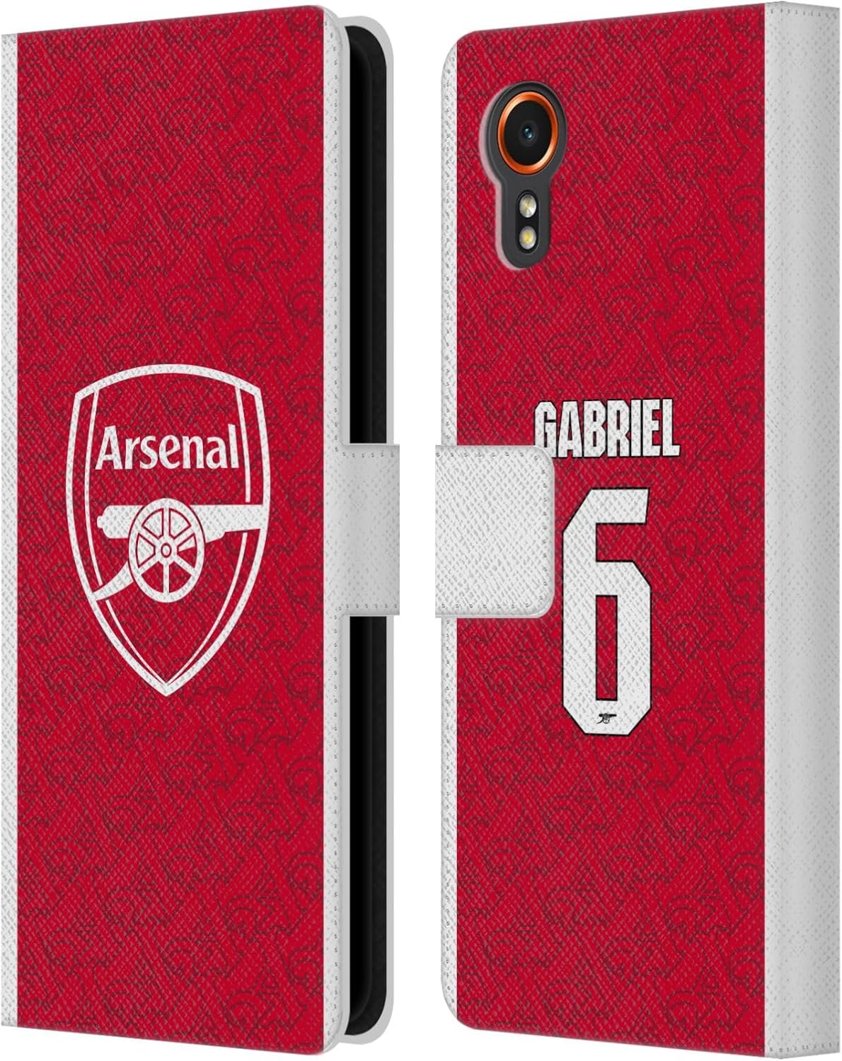 Head Case Designs Officially Licensed Arsenal FC Gabriel Magalhães 2025/26 Players Home Kit Leather Wallet Case Compatible with Samsung Galaxy Xcover7 5G