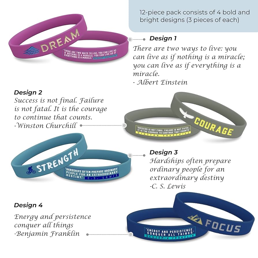 10 Pack Believe Dream Greatness Inspirational Quote Silicone Bracelets Bulk Pack Of Black Silicone Rubber Wristbands W Famous Motivational Sayings