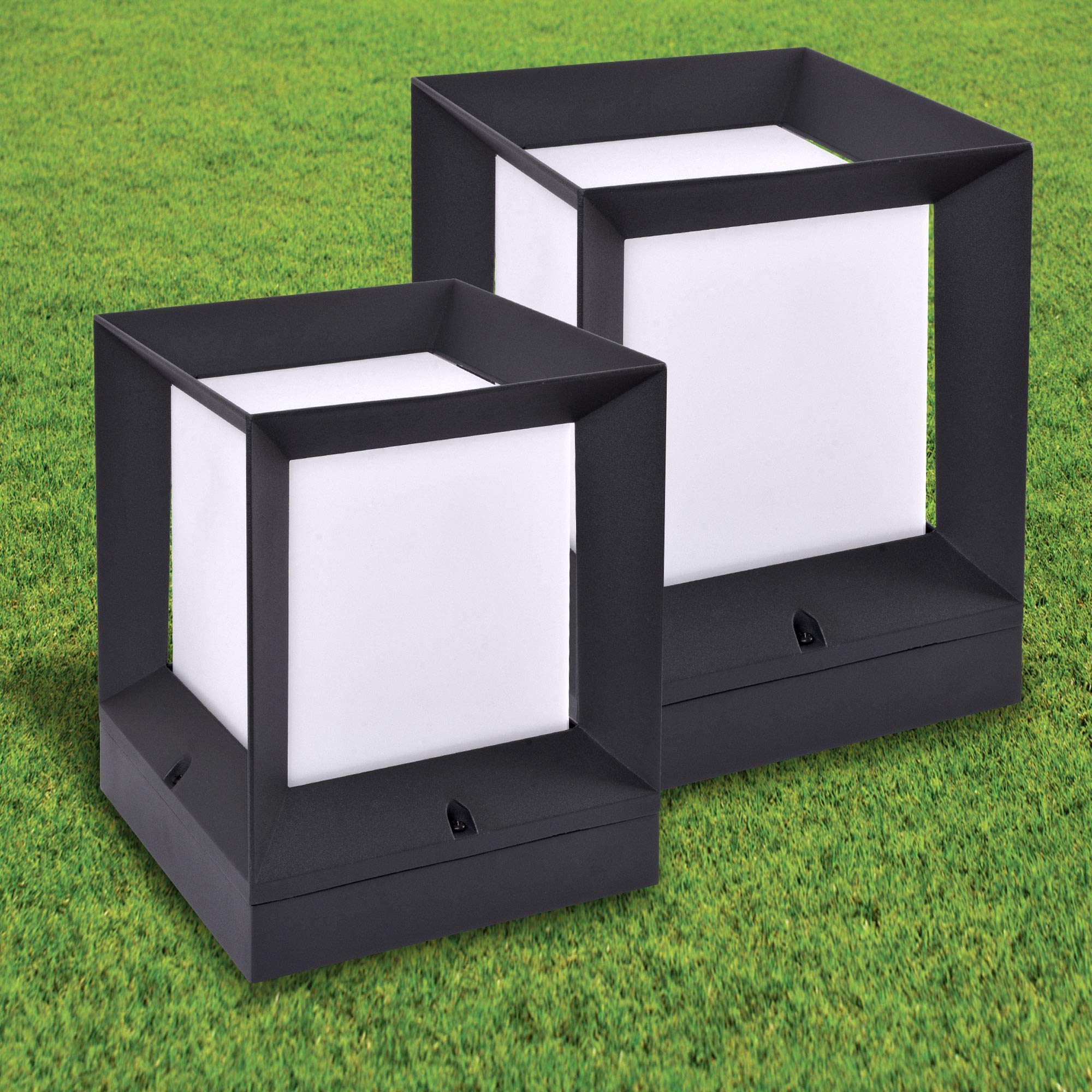max K O M F O R T Kubische Aussenlampe E27 Sockelleuchte Pfostenleuchte Pfeilerleuchte Aussenleuchte Standleuchte Wegeleuchte Gartenlampe würfelförmig PAX 1425B Anthrazit (220x270x220mm)