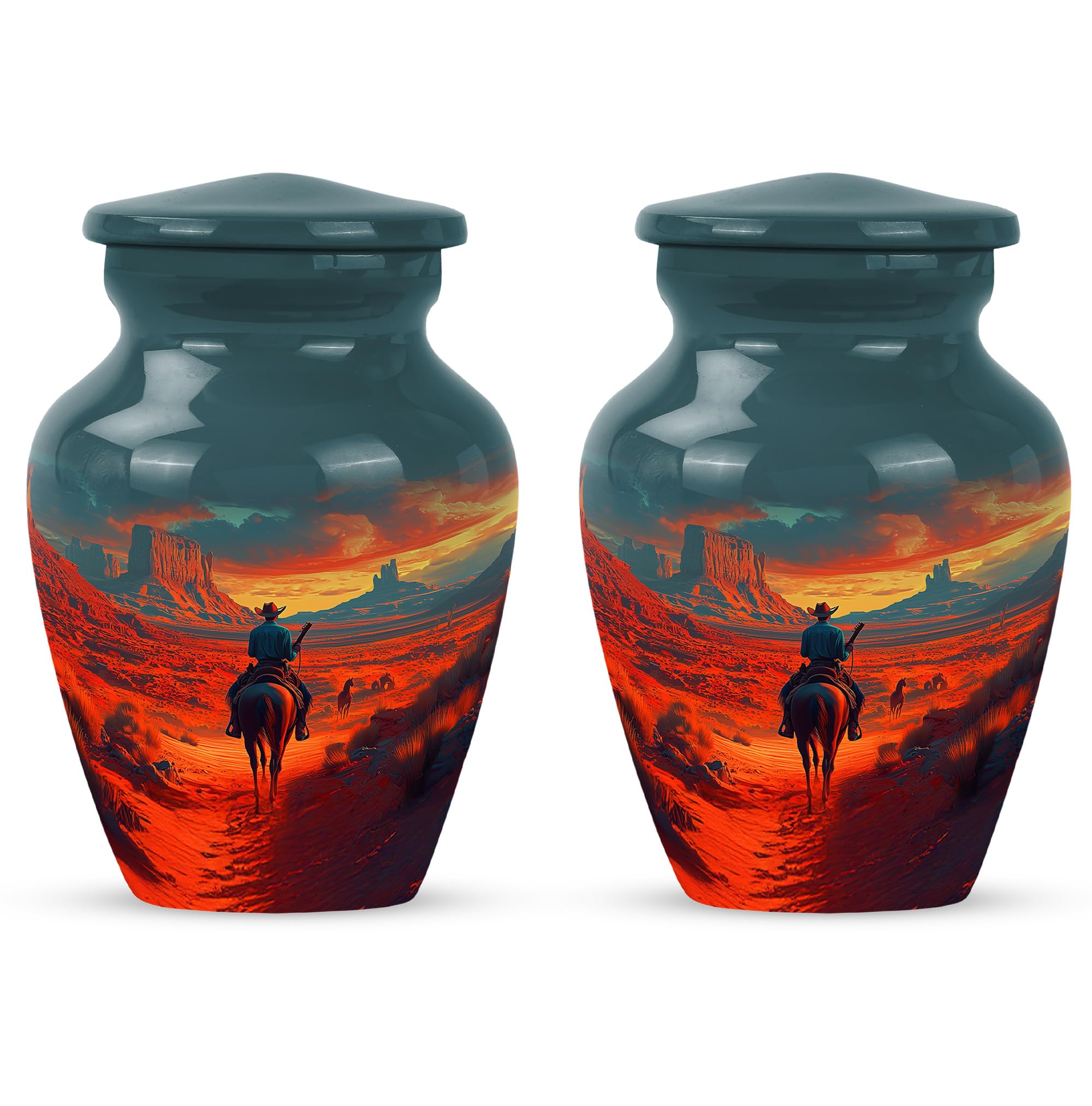 Cowboy Urn- Small Urn for Human Ashes Keepsake - Urn for Ashes Adult Male - Urn for Ashes for Women - Cremation Keepsakes for Ashes - Size 3 Inch, Pack of 1