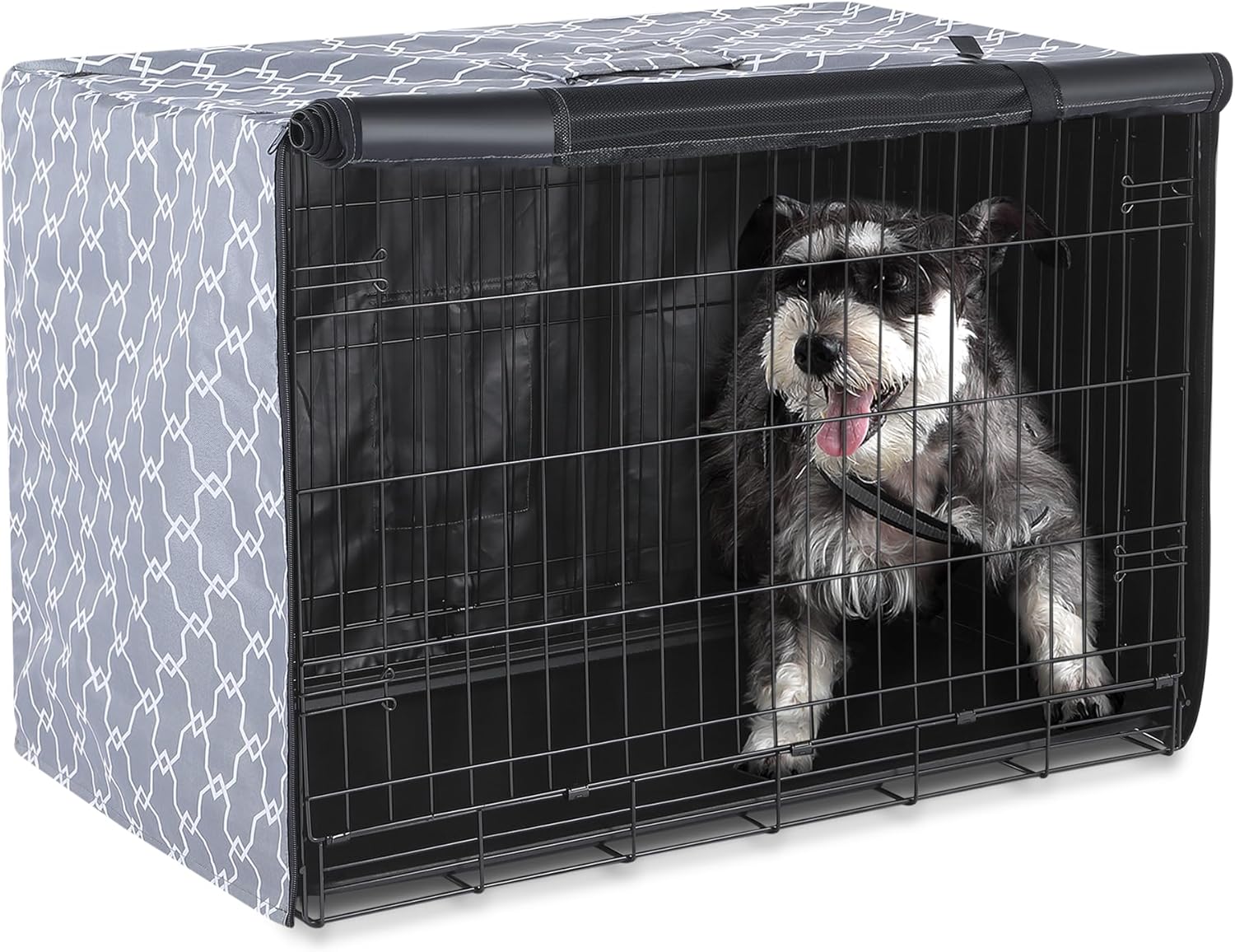 Amazon Basics Dog Cage Cover for 48-inch Wire Crates, Heavy-Duty with Zippered Panels, Recycled Polyester
