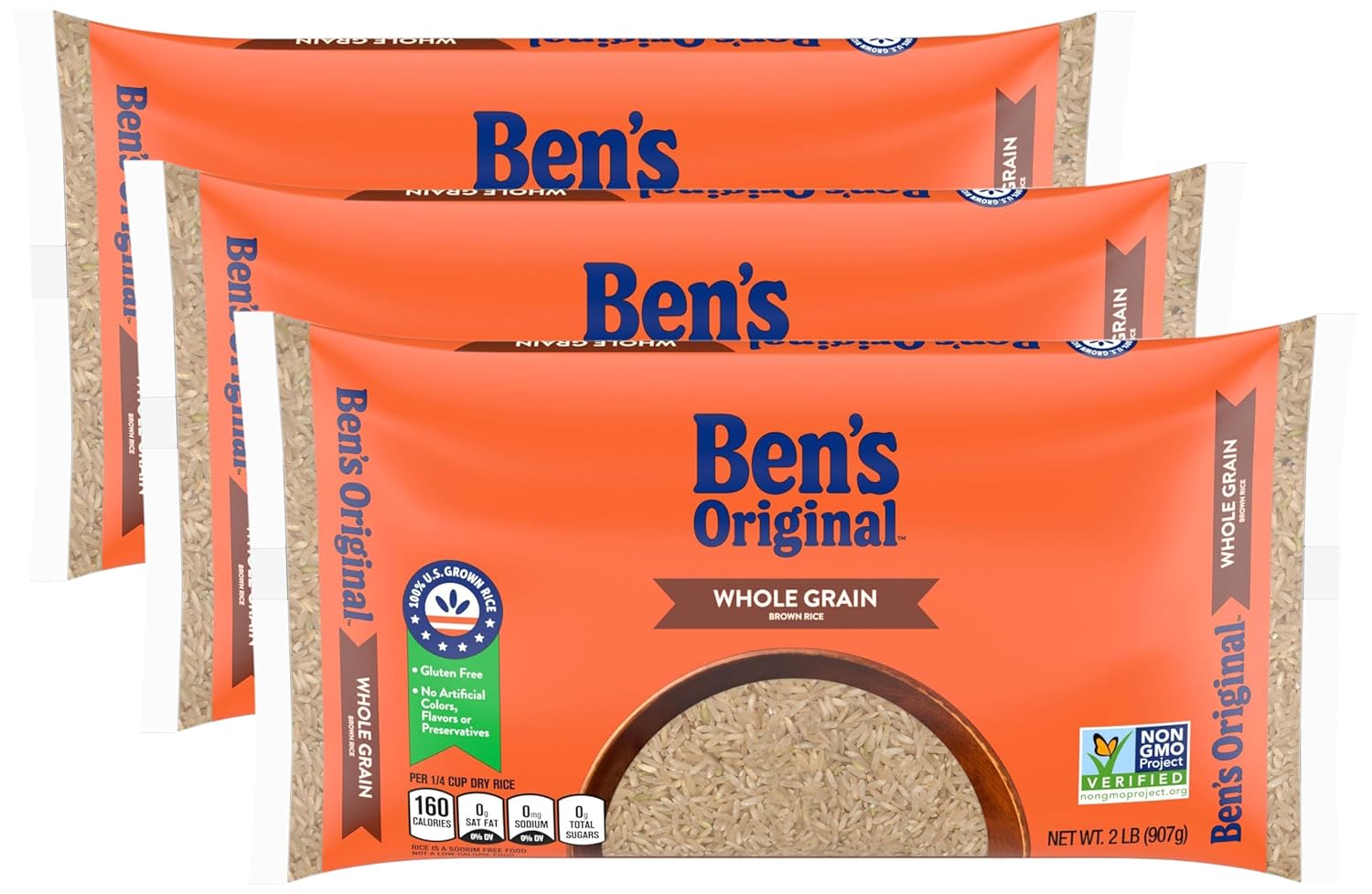 Amazon.com : BEN'S ORIGINAL Whole Grain Brown Rice, 2 lb Bag (Pack of 3 ...