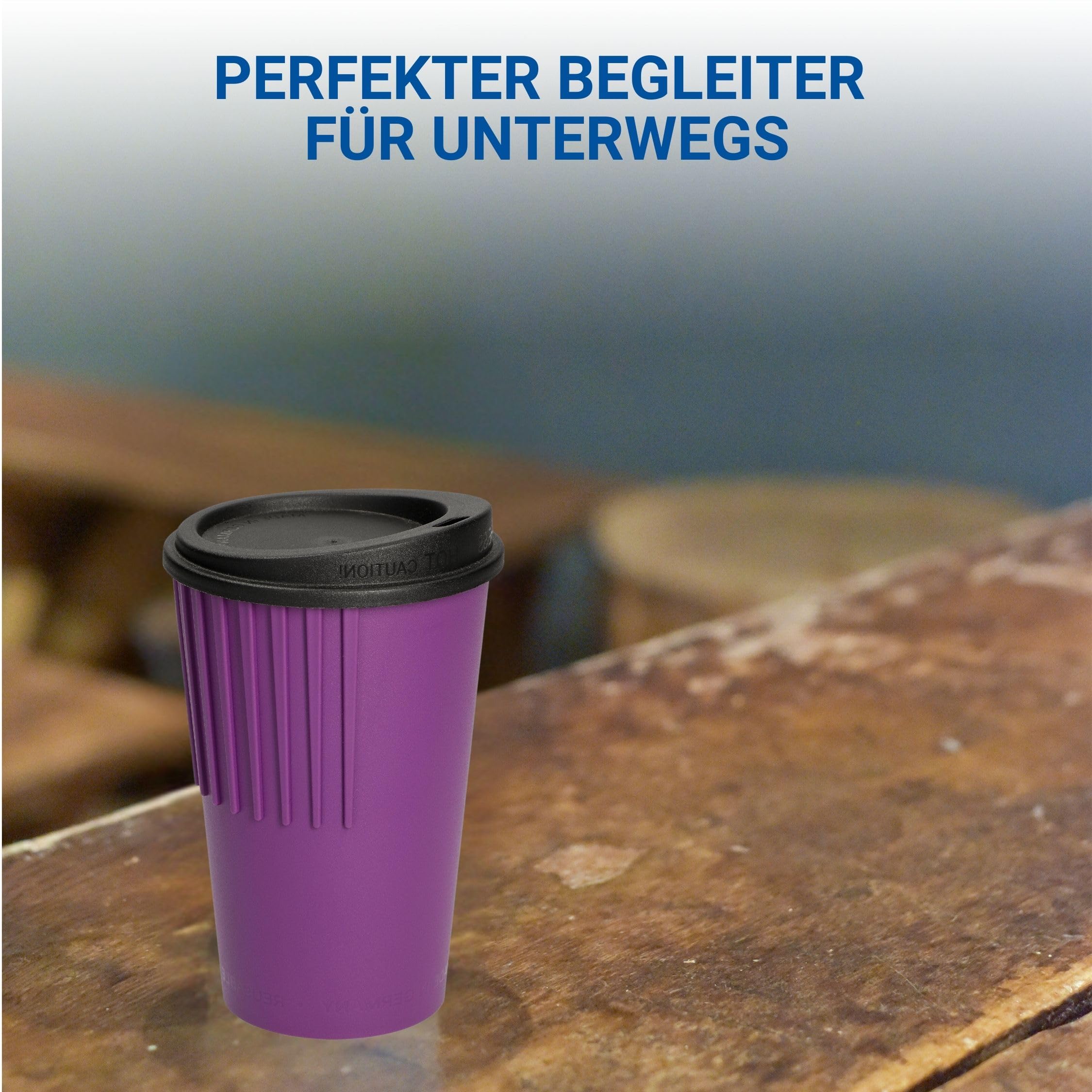 Tazza Da Caffè In Plastica Riutilizzabile Con Coperchio – Set Da 2, 300 Ml, Infrangibile, Lavabile In Lavastoviglie, Made In Germany, Colore Blu - 3