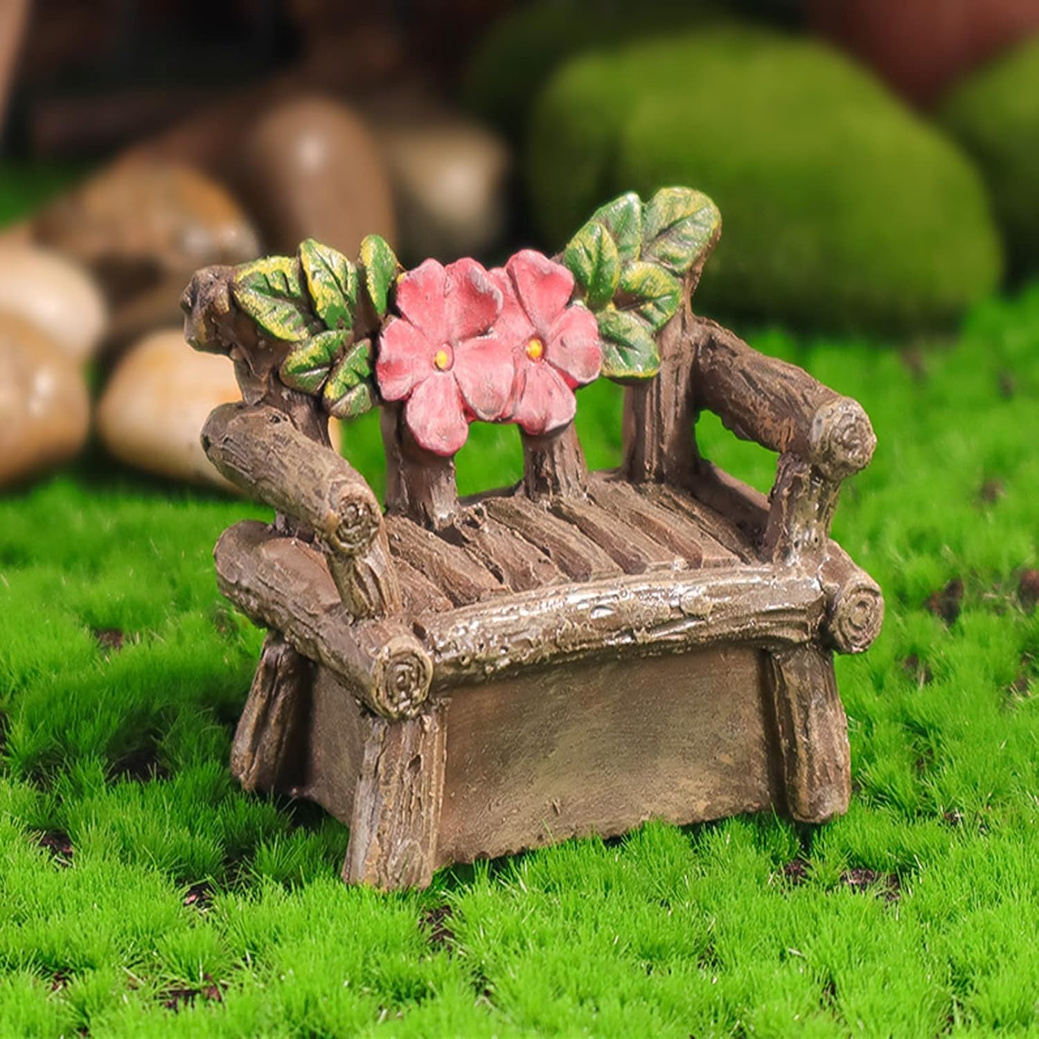 Miniature Fairytale Characters Props Garden Resin Statues,Creative Dwarfs/Little Girls/Dinosaurs/Street Signs/Wooden Chairs Outdoor Art Landscape Ornament,Decor for Gardens,Lawns,Terraces,Desks (H)
