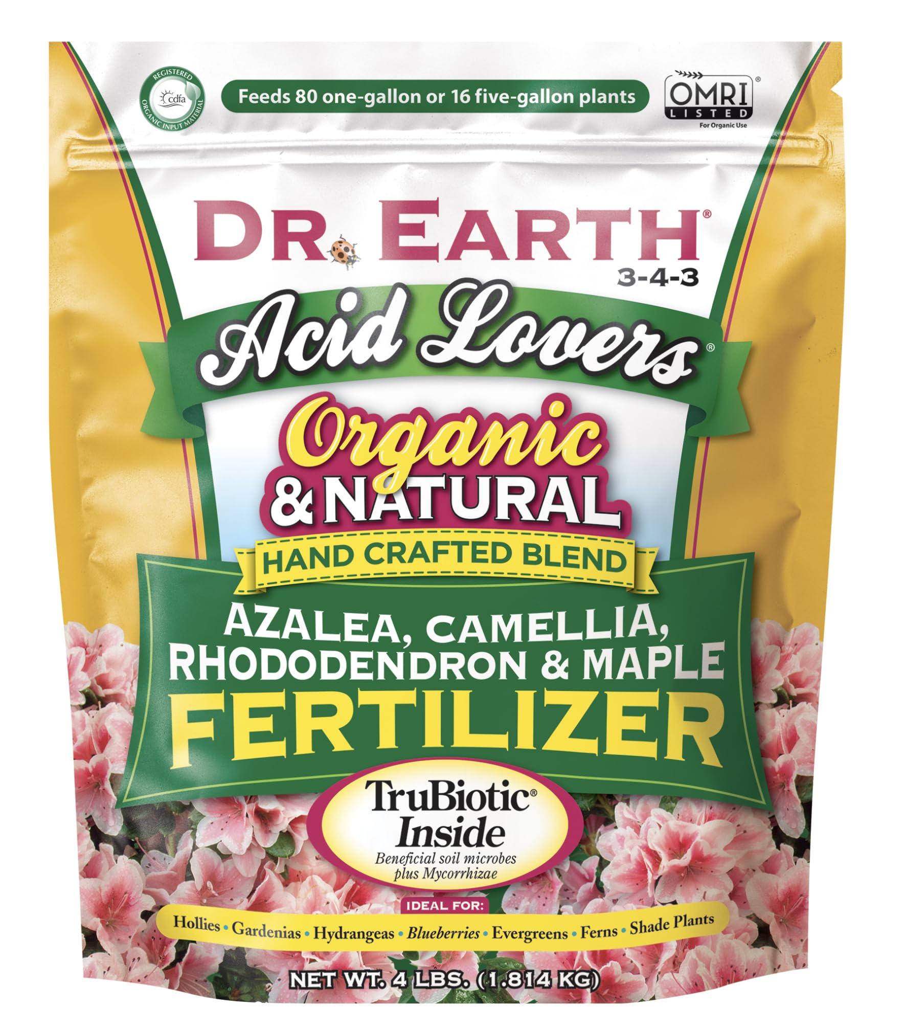 Dr. Earth 703P Organic 4 Azalea/Camellia/Rhododendron Acid Fertilizer, 4lbs