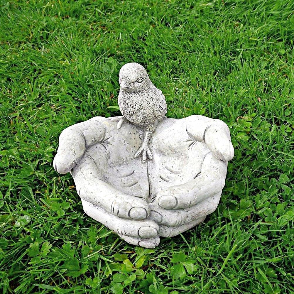Brteyes Hand-Shaped Bird Bath Feeder Creative Bird Feeder Outdoor Garden Decorations Ornaments for Patio Porch Pathway Yard