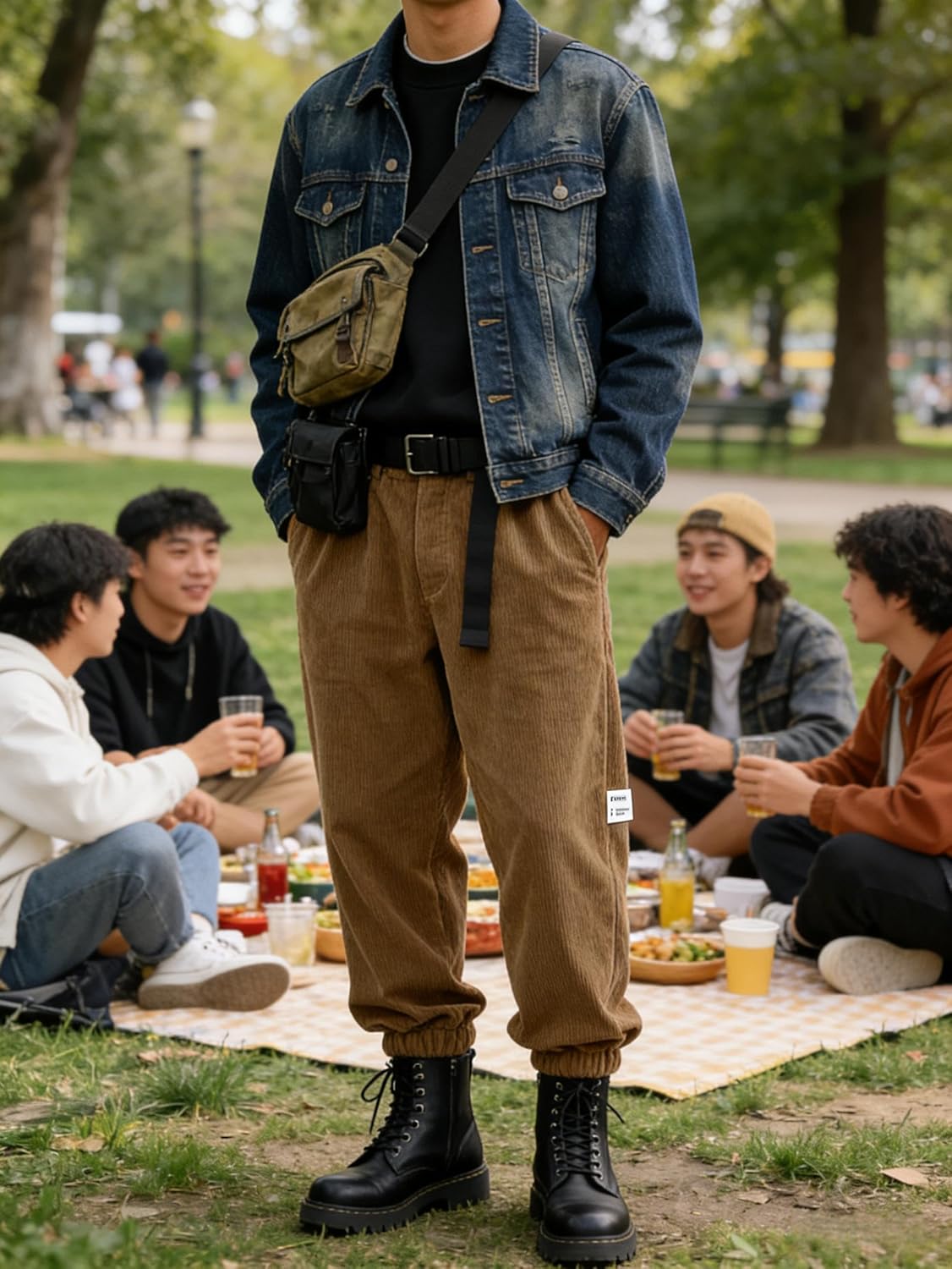 Men's Corduroy Joggers with Elastic Waist & Drawstring - Tapered Casual Pants Comfort Fit​ - Image 6