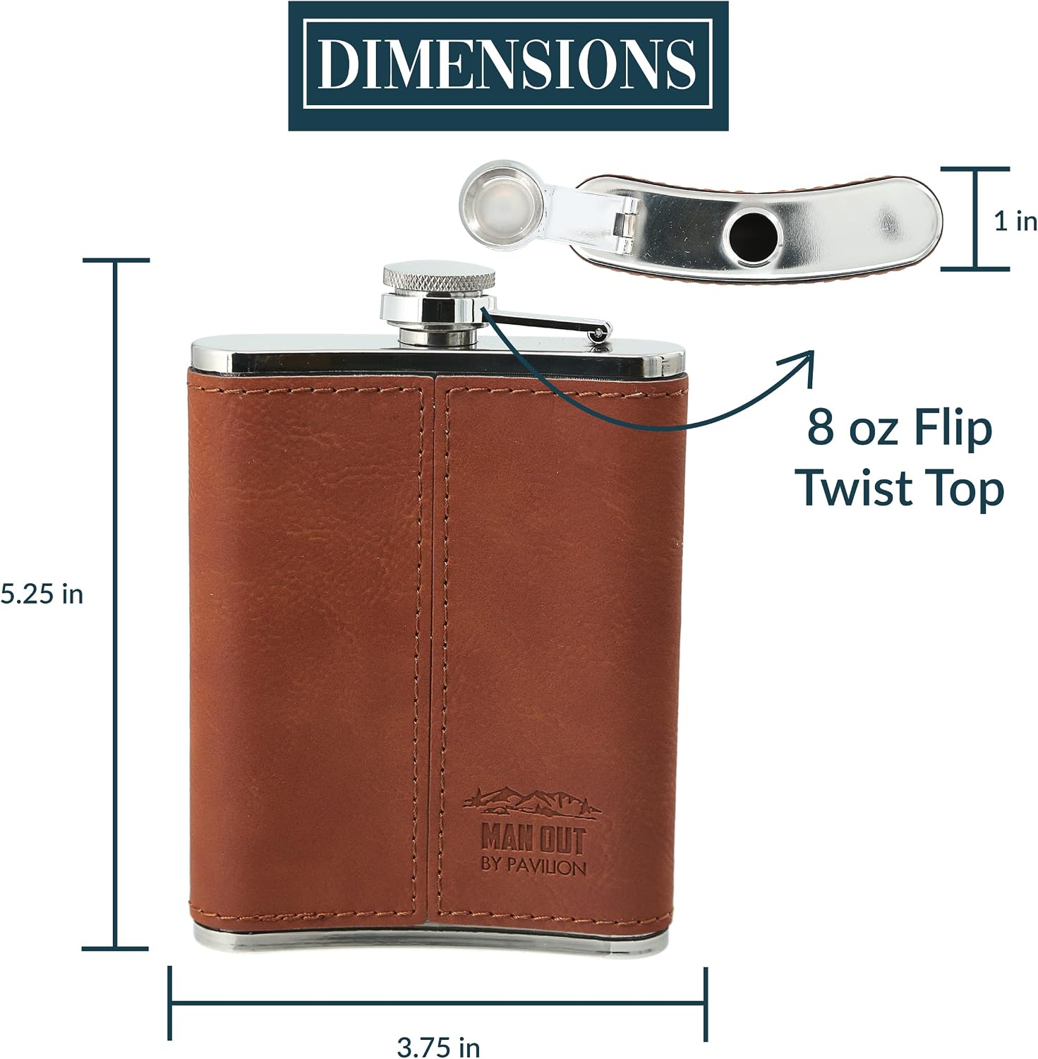 Pavilion Gift Company - Out At The Beach - 8oz Stainless Steel Flask, Flasks for Liquor for Men & Women, Funny Gifts for Men & Women, Cool Flasks, Groomsman Gifts, 1 Count (Pack of 1), 3.75” x 5.25”