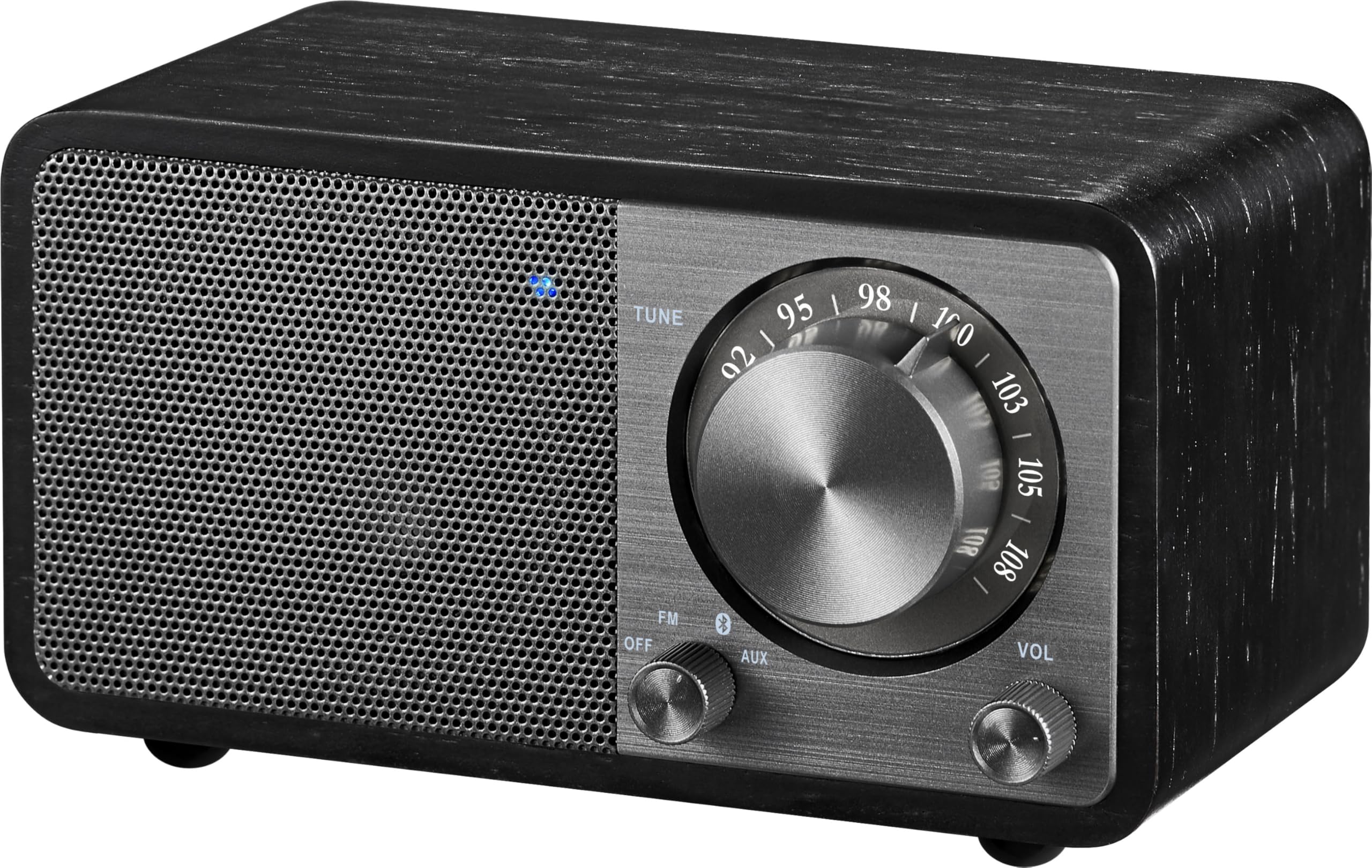 SANGEAN WR-7 Plus (2. Generation) – Kompaktes Retro Radio mit Bluetooth Lautsprecher, FM-Empfang, integriertem Akku, tragbares Design & Echtholz-Gehäuse, Midnight Oak
