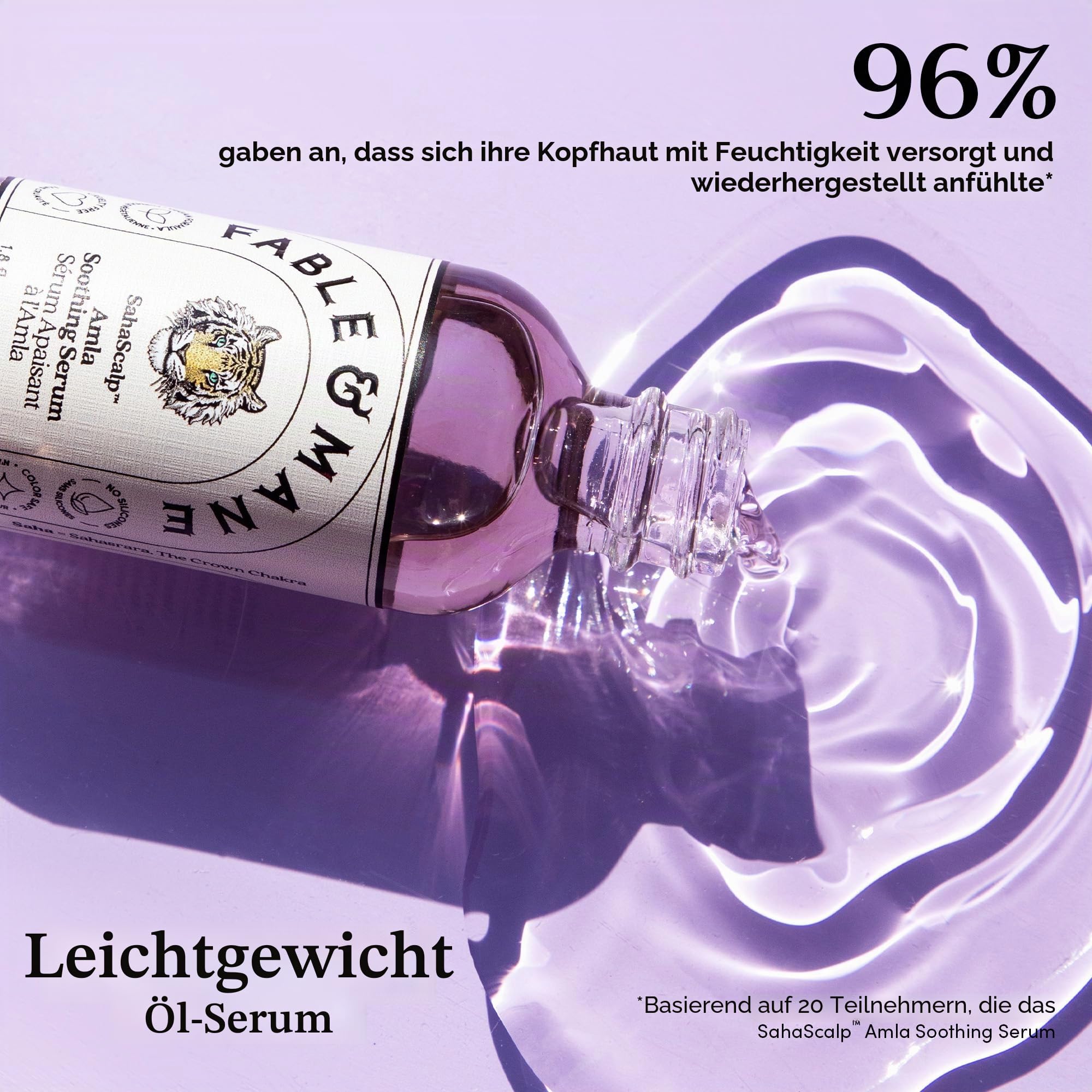 Fable & Mane Amla Beruhigendes Serum mit Rosmarinöl reinigt und gleicht Irritationen aus. Detox-Behandlung für trockene, juckende oder empfindliche Kopfhaut