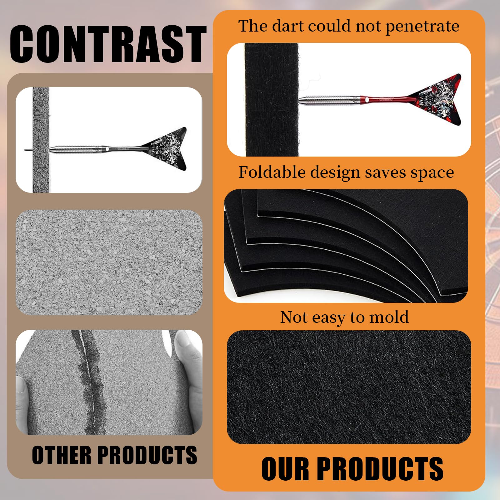 Protection Cible Flechette 5 Pièces Contour Cible Flechette Intérieur 45 cm Extérieur 72 cm Dart-Zubehör EVA Protection Murale Taille Standard Usage Intérieur et Extérieur - 5