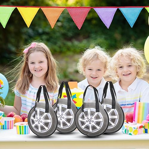 Miniatura 4 de Silkfly 48 bolsas de mano no tejidas para fiestas de autos de carreras, bolsas con asas, suministros de fiesta de autos de carreras para regalos de