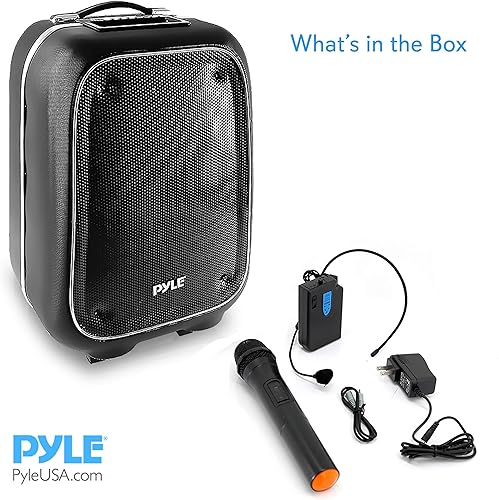 Miniatura 7 de Pyle Kit de altavoz PA portátil y micrófono, sistema de altavoces PA Bluetooth con micrófono de karaoke, radio FM, lectores MP3/USB/Micro SD