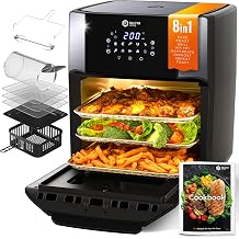 Balter Air Fryer Oven 6-in-1, 13 QT XXL Airfryer, stainless steel, Touchscreen, Rotisserie, Food Dehydrator, Convection Oven, Bake, Broil, Reheat, Windowed Door, Recipe Book
