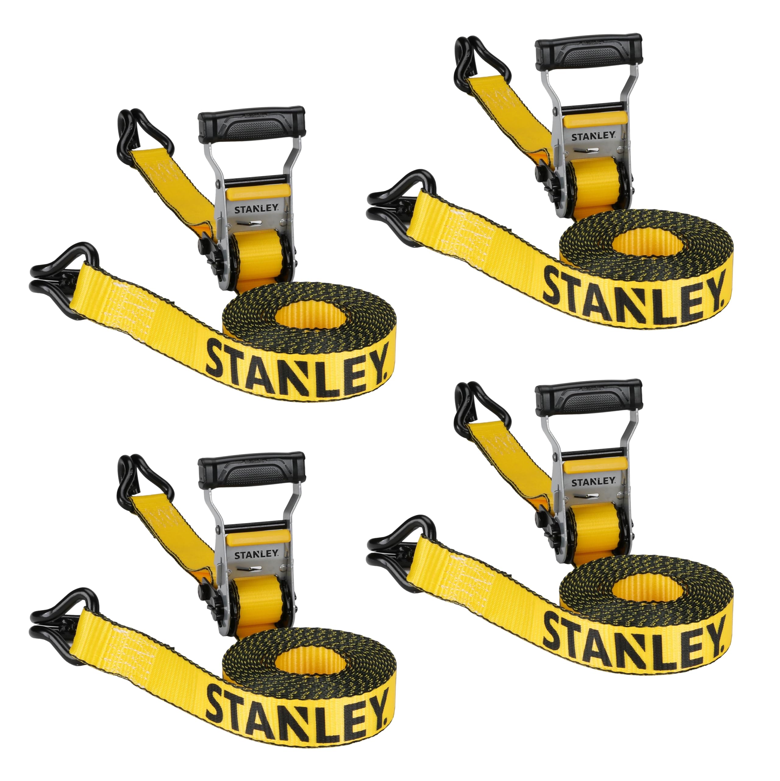 STANLEY S50002-2 - Correas de trinquete Resistentes de 1.5 Pulgadas x 16 pies (Resistencia a la Rotura de 5 Libras), Paquete de 4