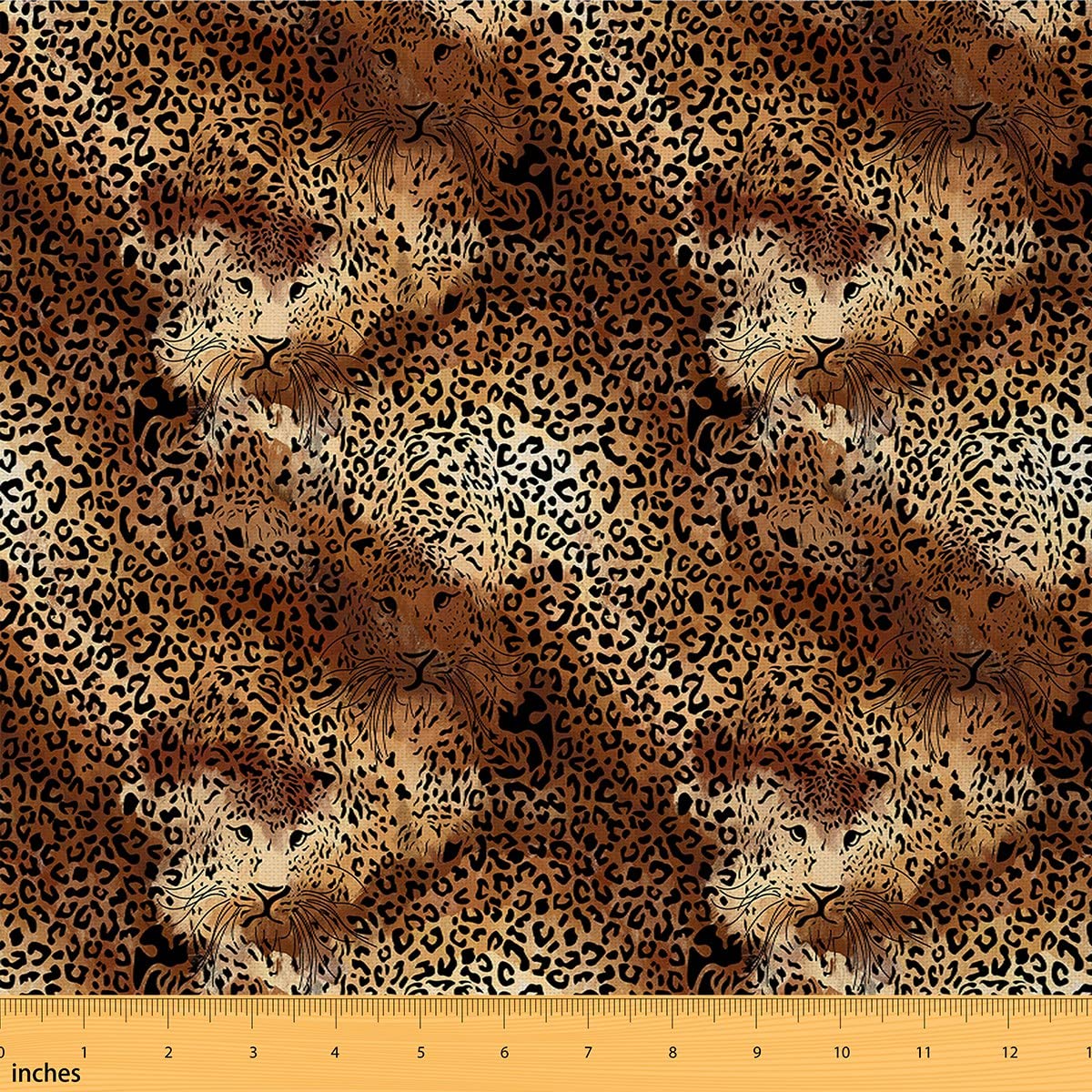 Cheetah Leopard Print Fabric by The Yard Tropical Wild Animal Fabric for Adults Men Women Animal Theme Design Fabric for Chairs and Home DIY Projects, 5 Yards, Yellow Black