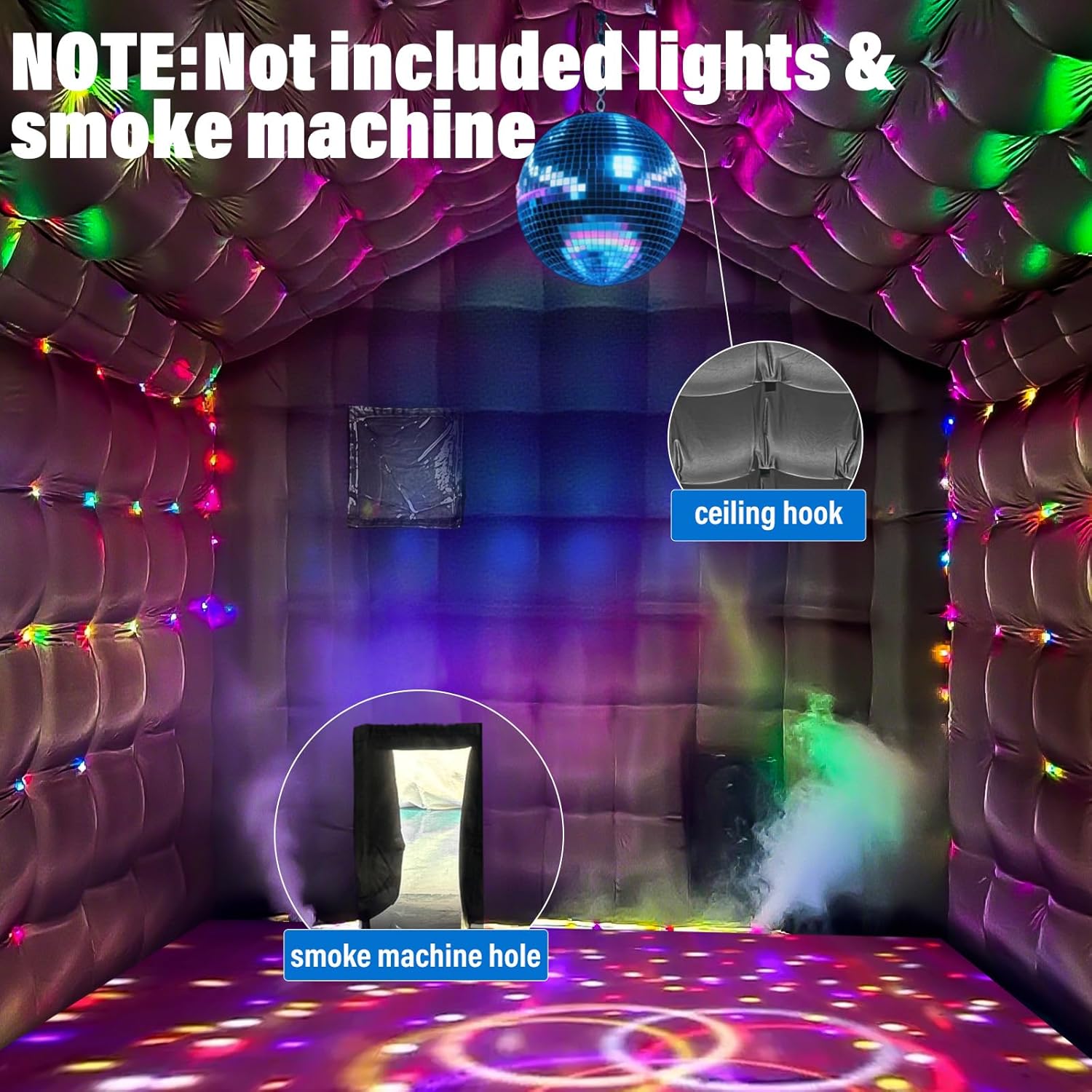 AKSPORT Inflatable Nightclub - Inflatable Party Tent for Adults with 2 Side Doors– Ideal for Music Festivals, Weddings, Raves, Corporate Events (Includes Blower & Repair Kit)