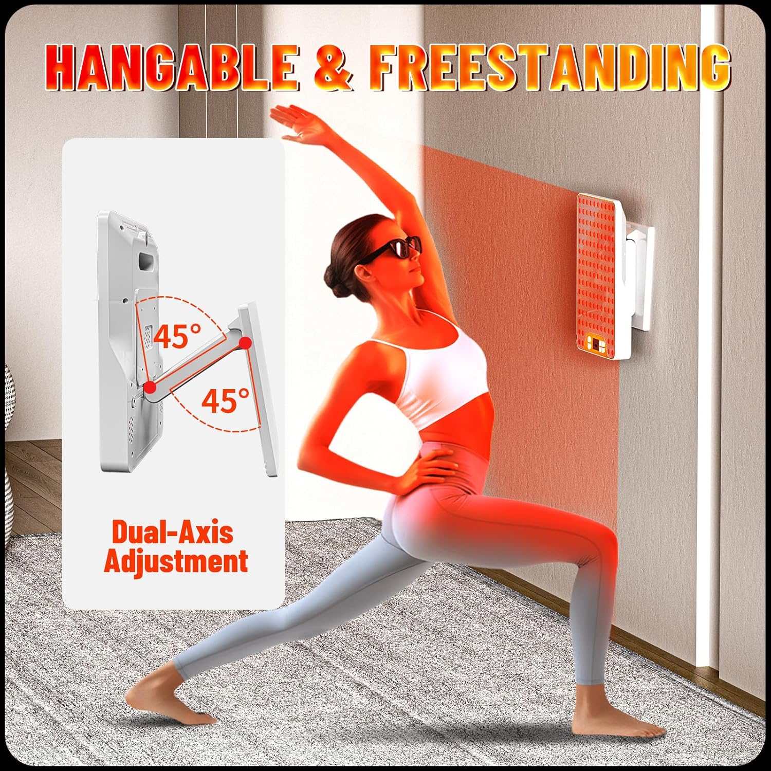 Red Light Therapy Device,Portable LED Red Infrared Light Device with 630nm, 660nm & 850nm Combination Light for Face and Body, 9 Adjustable Timer Settings, Adjustable Angle, Includes Goggles,White - Image 7