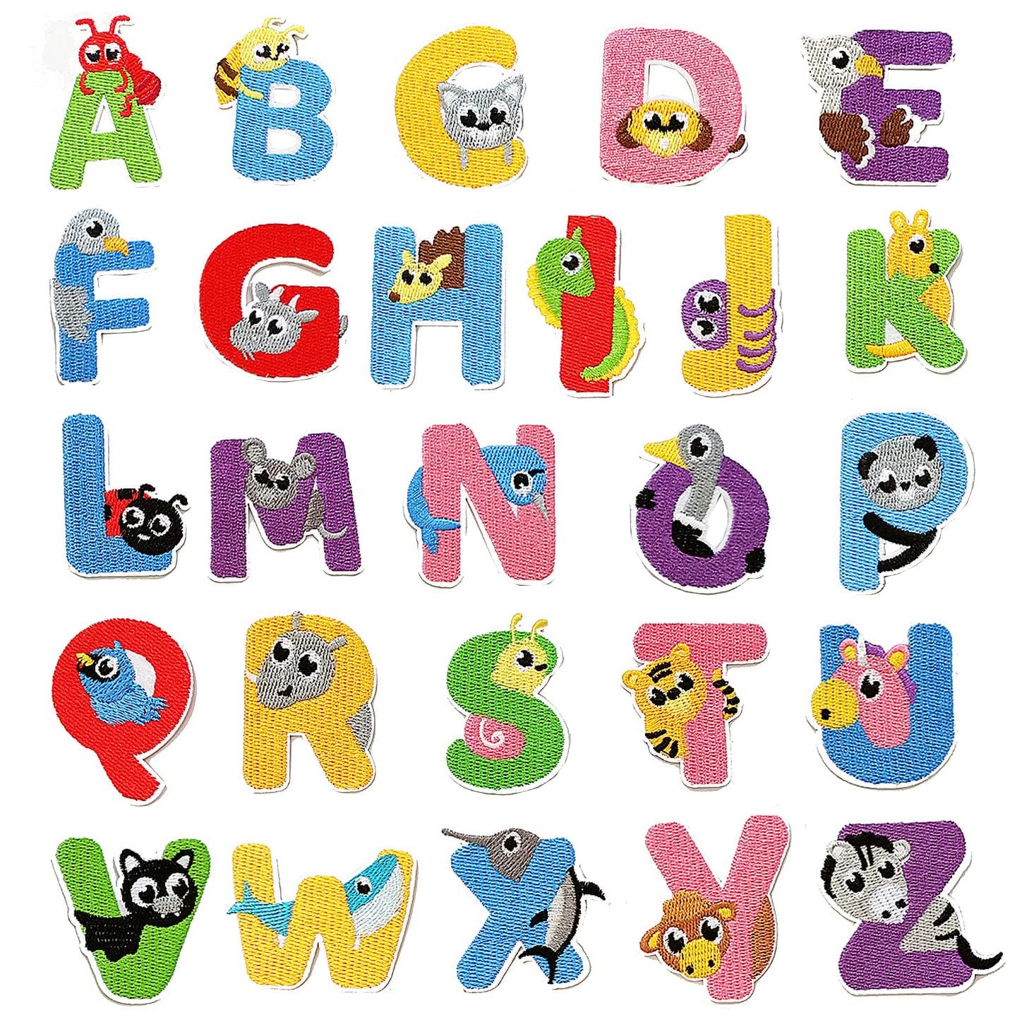 ELECDON Iron On Letter Patches, 2 Sets (52 Pieces) A-Z Lovely Embroidery Alphabet Patches for Kids Clothing Backpacks