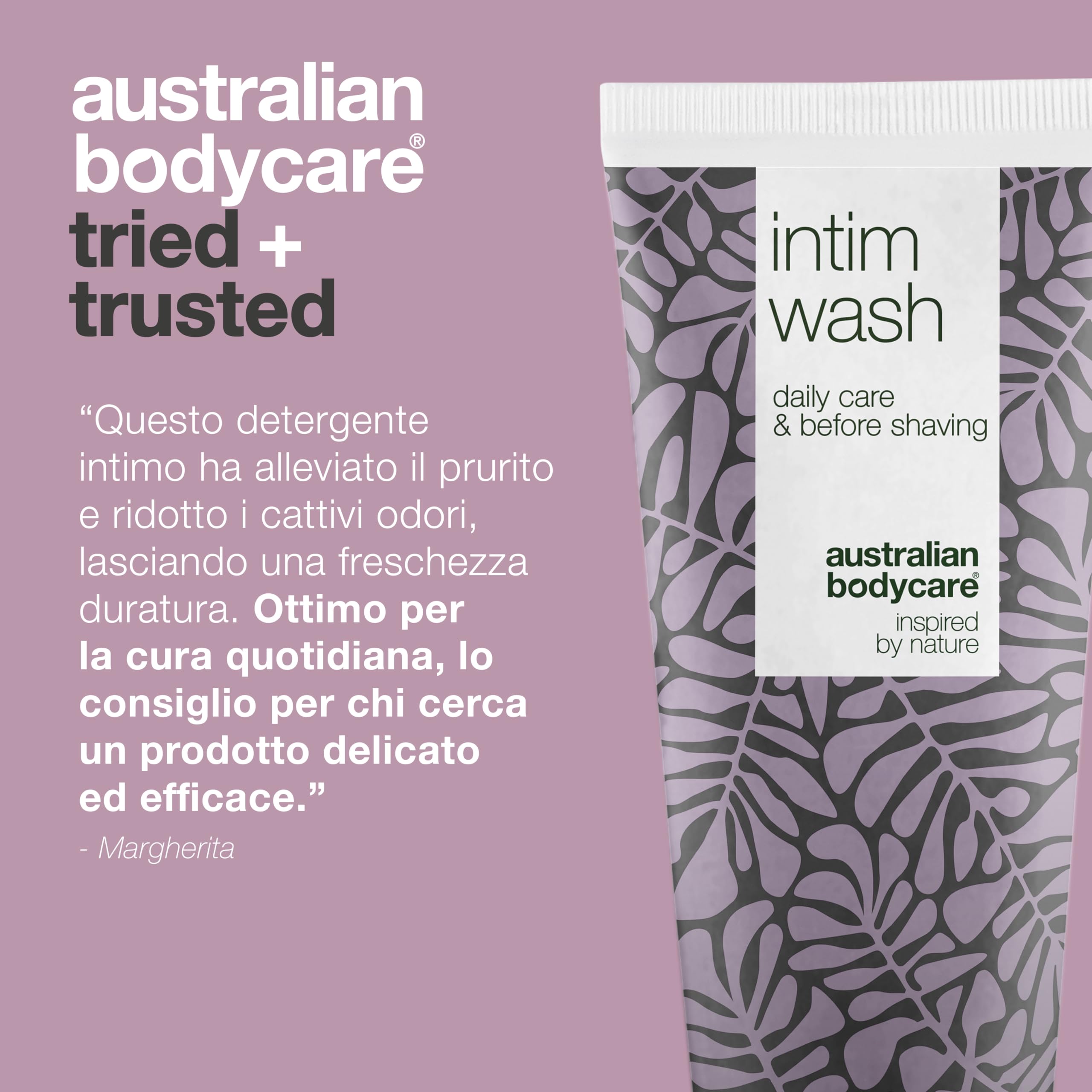 Australian Bodycare Intim Wash 200 ml | Detergente intimo per uomini e donne | Tea Tree Oil australiano 100% naturale e vegano | Contro prurito e odori | Dermatologicamente testato a pH bilanciato