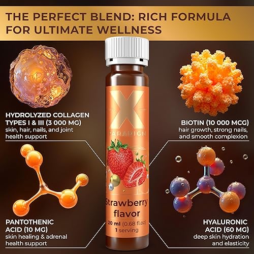 Miniatura 2 de Péptidos de colágeno líquido con biotina y ácido hialurónico - 3000mg de colágeno bovino hidrolizado tipo 1 y 3, biotina 10000mcg, vitaminas B5, B6,