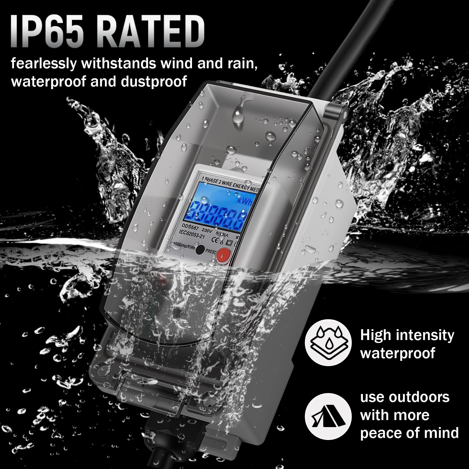 Mobiler Digitaler Stromzähler 16A 230V,Mobile Meter Intelligenter