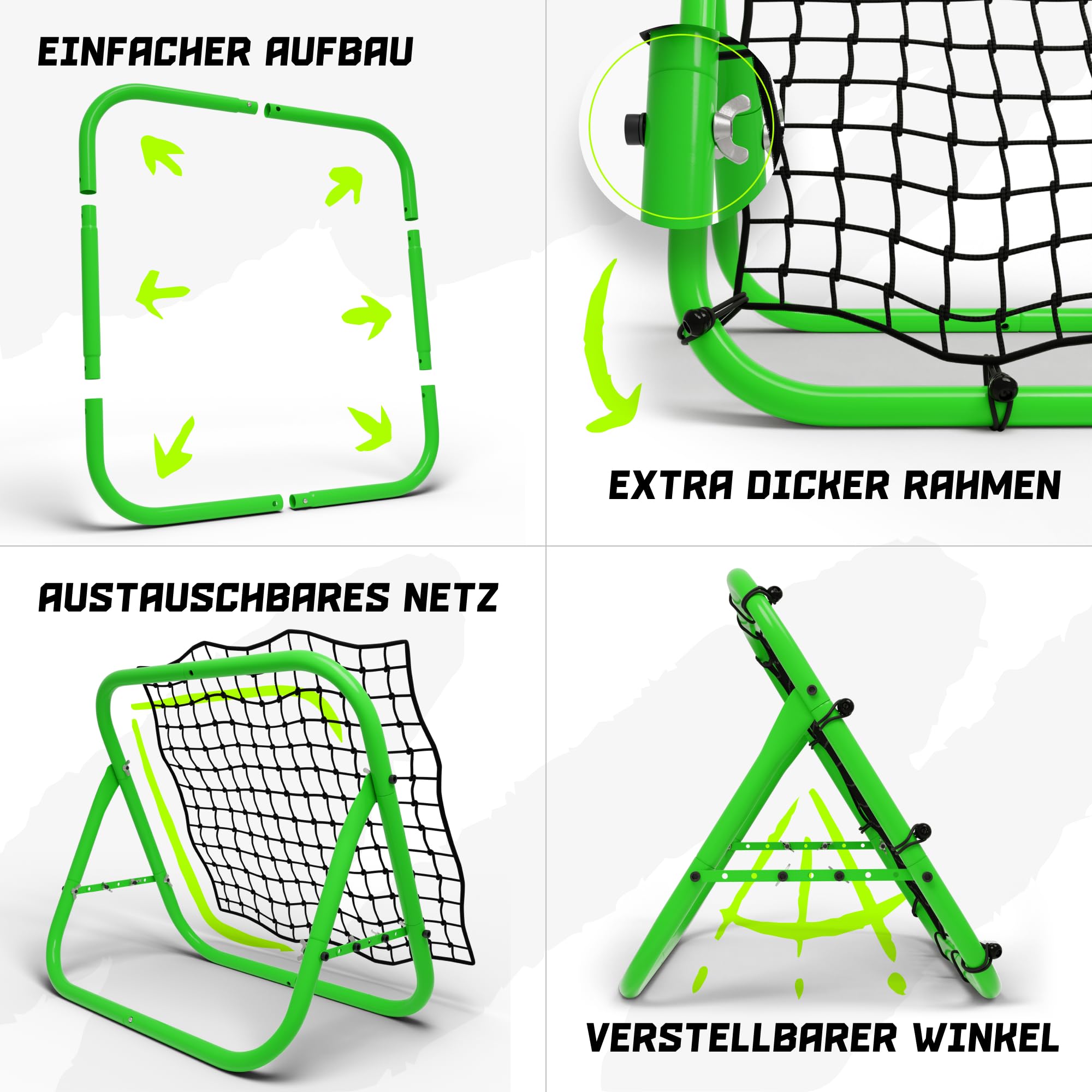 BENTSON Rebounder für Fußball Kinder und Profis I Inkl. Ersatznetz I Robuster Rahmen I Auch für Handball, Volleyball und Basketball I Rückprallwand Prellwand Fussball
