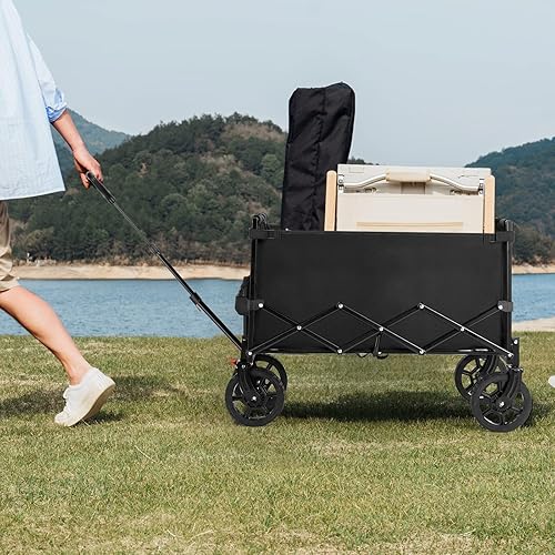 Miniatura 7 de Navatiee Wagon Cart Heavy Duty Foldable, Collapsible Wagon with Smallest Folding Design, Utility Grocery Wagon for Camping Shopping Sports