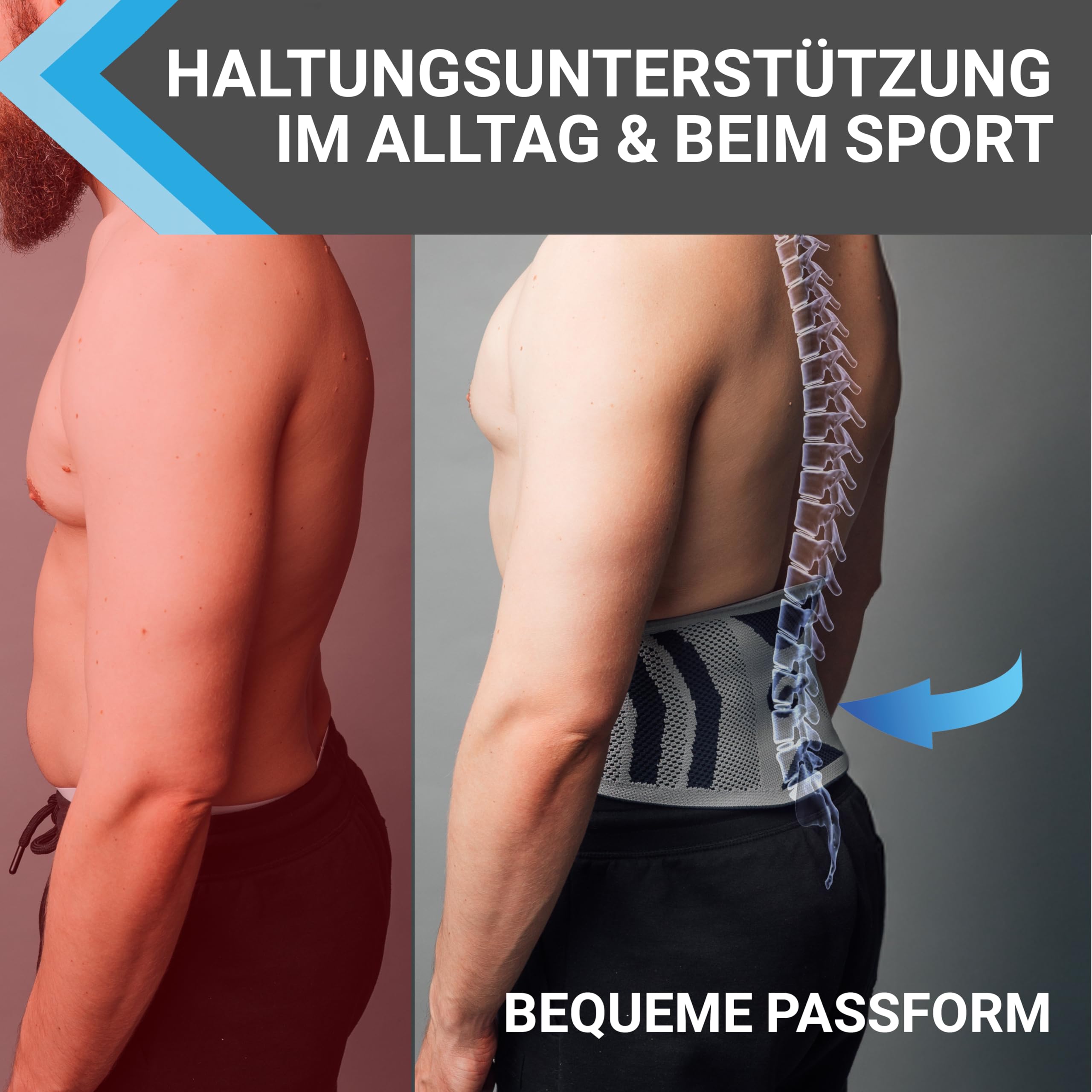 Rückenstützgürtel [waschmaschinenfest] Rückengurt für Lendenwirbelsäule | Nierengurt Nierenwärmer | Rückenbandage Herren & Damen | Rückenwärmer Hilfe bei Bandscheibenvorfall (M 81-95 cm)