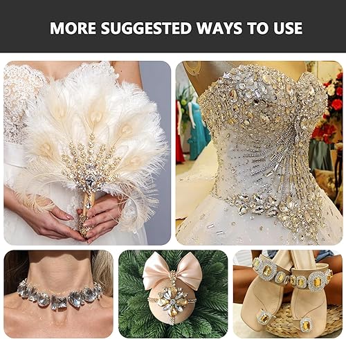 Miniatura 5 de 104 diamantes de imitación para coser con formas mixtas, cristales para coser en manualidades, piedras preciosas de metal con parte trasera plana