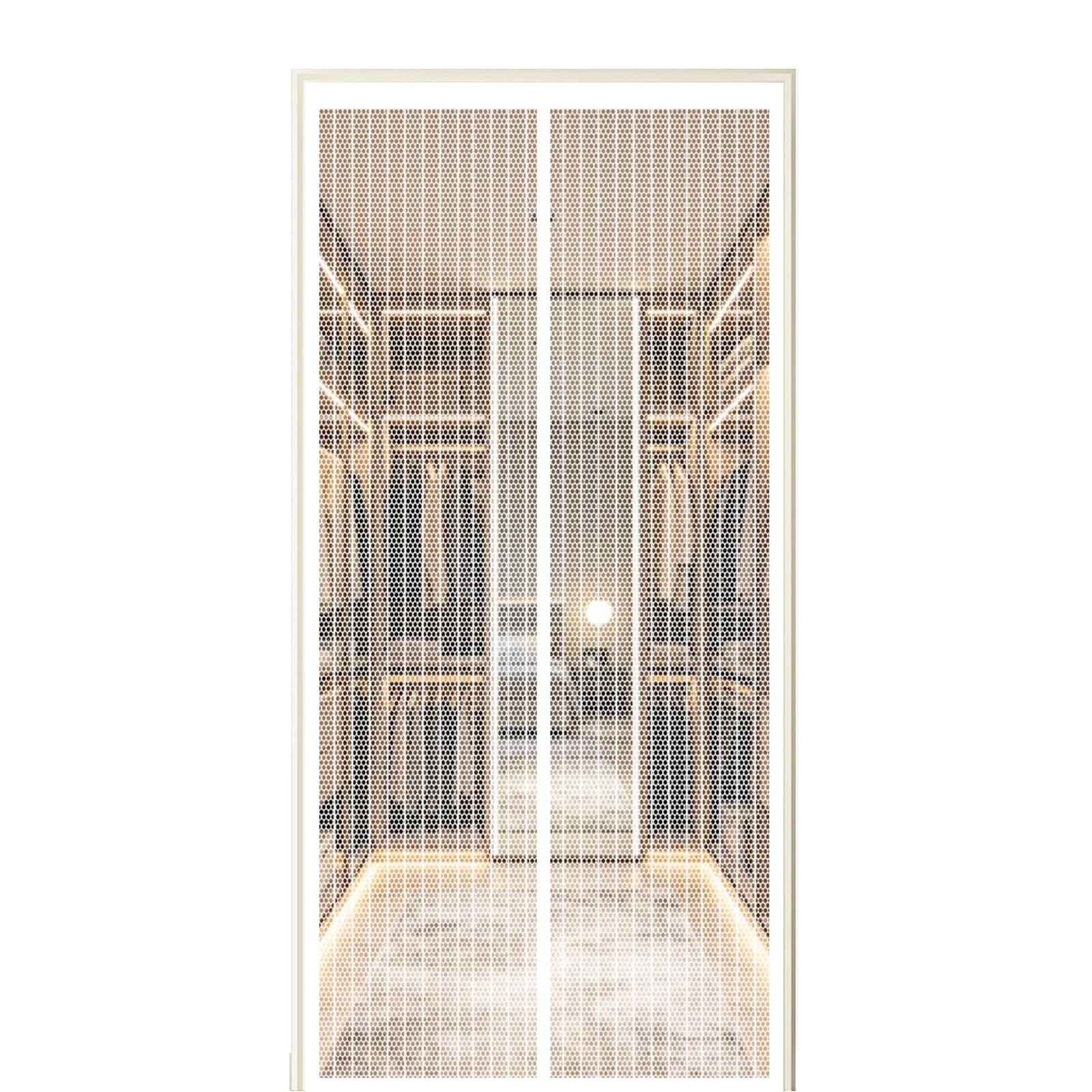 Fly Screen Door 160 x 220 cm Self Sealing Powerful Magnets Magnetic Fly Screen Doors with Powerful Magnets & Full Frame Magic Tape Suitable for Patio Doors Balcony Bedroom, White