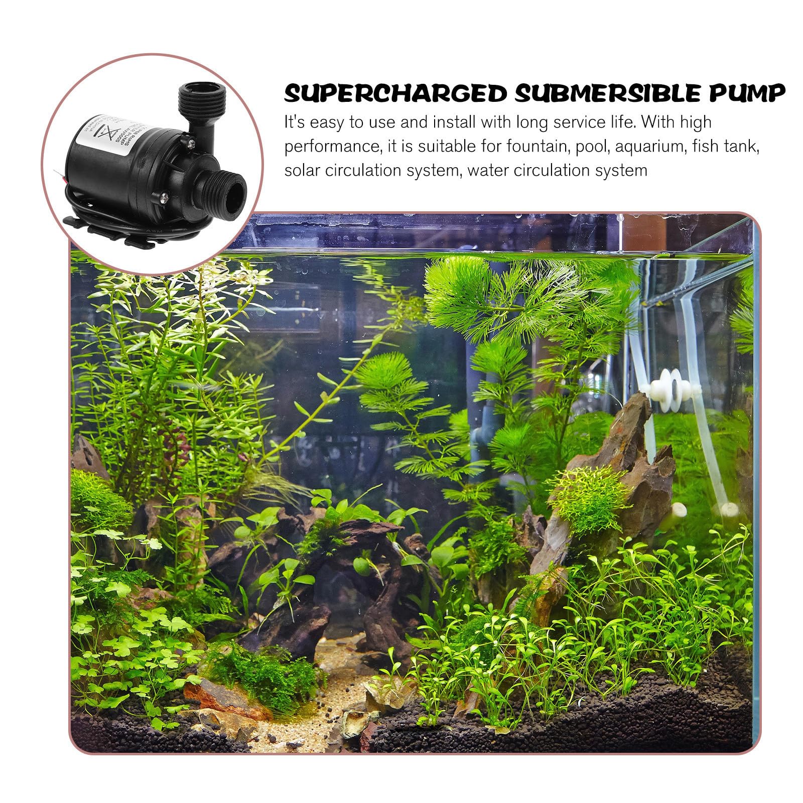 2 Piezas Bomba de Agua Sumergible Mini 800l/h Negro Plástico
