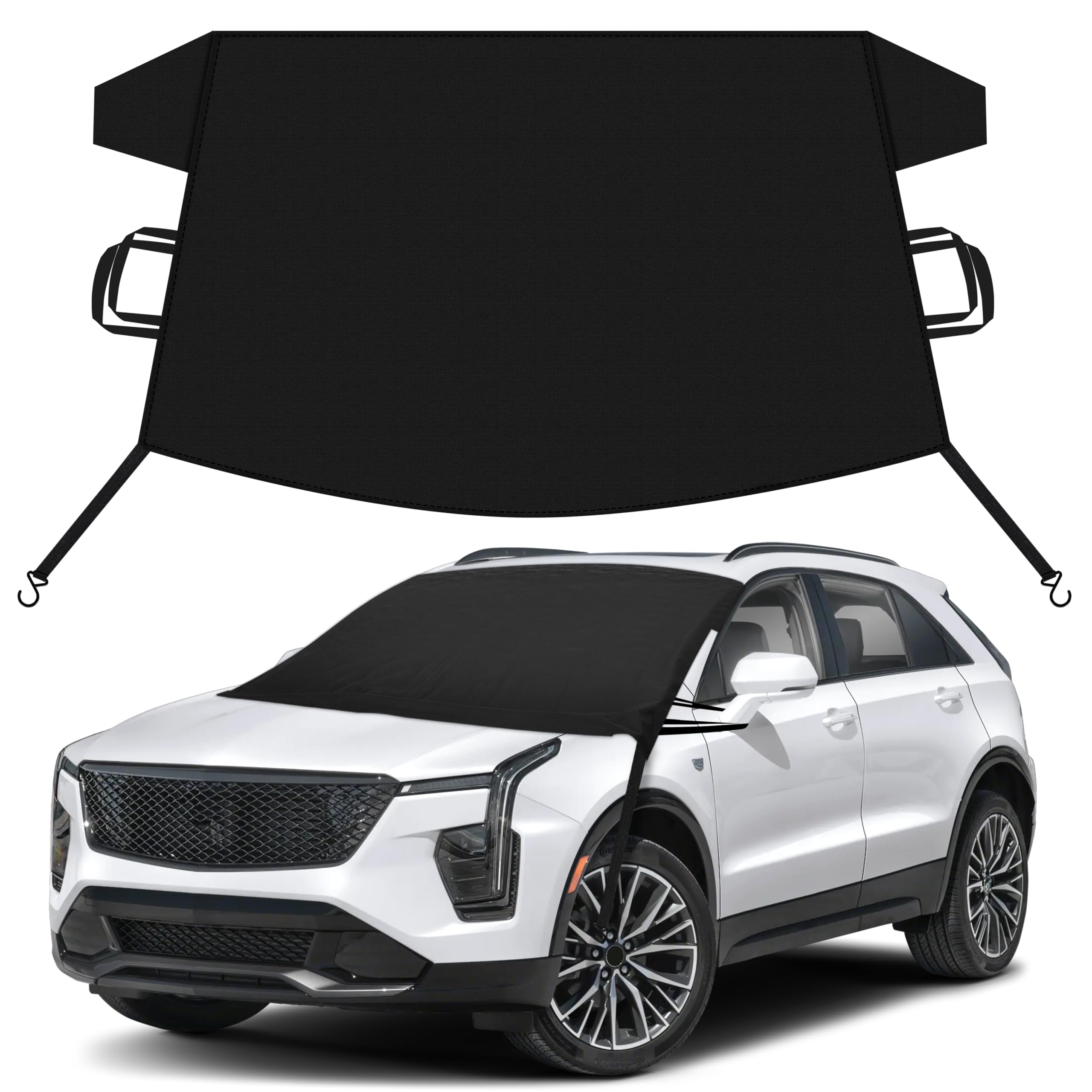 EcoNour Car Snow Cover Compatible for Cadillac XT4 | Windshield Cover for Ice and Snow with S-Hook Straps | Heavy-Duty 600D Oxford Winter Car Cover, Waterproof &amp; Anti-Slip