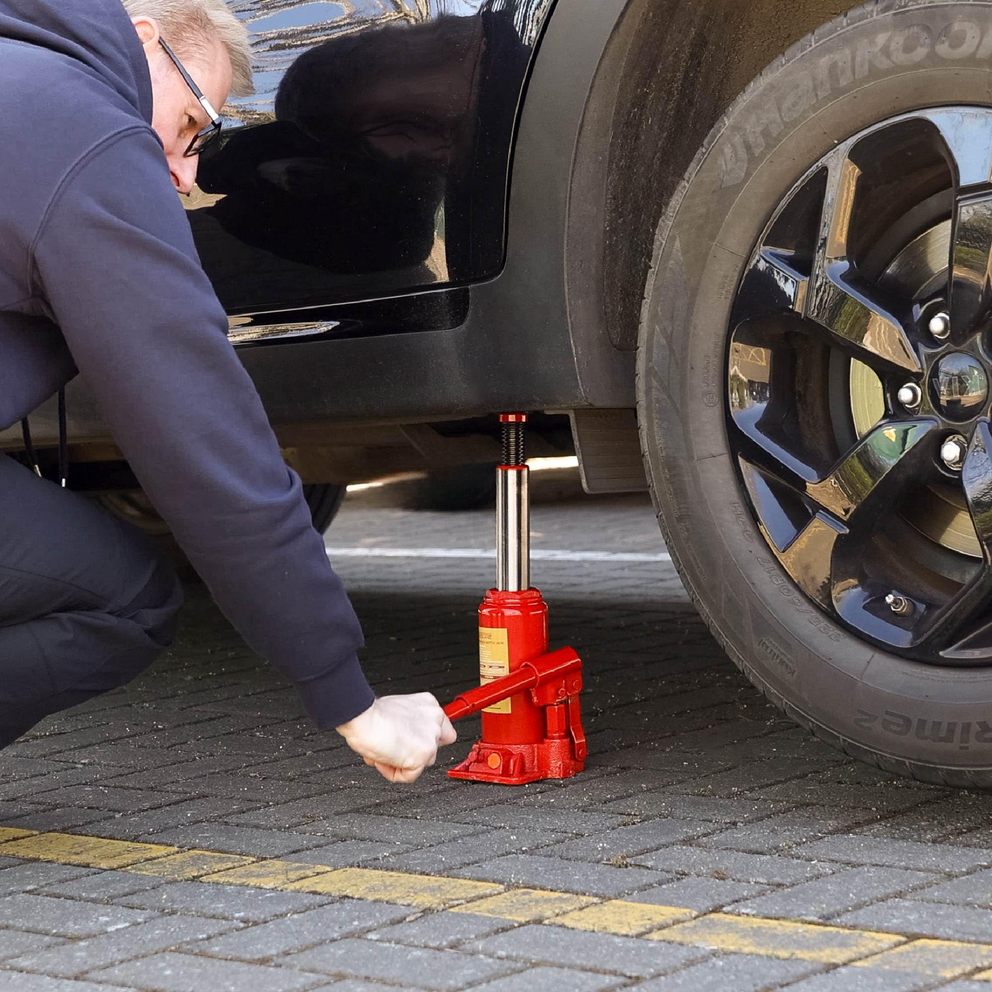 GADLANE Gato hidráulico para Botella de 6 toneladas, Acero aleado Resistente, válvula de sobrecarga de Seguridad, Mango de Ajuste rápido, para Coches Grandes, Furgonetas, autocaravanas