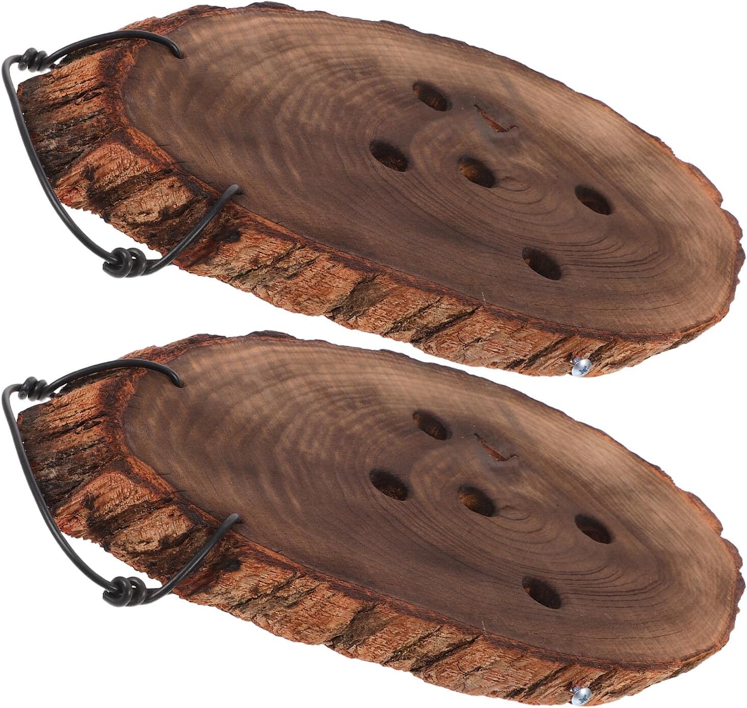 Wood Wall Planter Fern Board Set, 2pcs Oval Solid Wood Hanging Plant Mounting Boards 15x30cm for Indoor Garden Wall Mounted Plant Holder