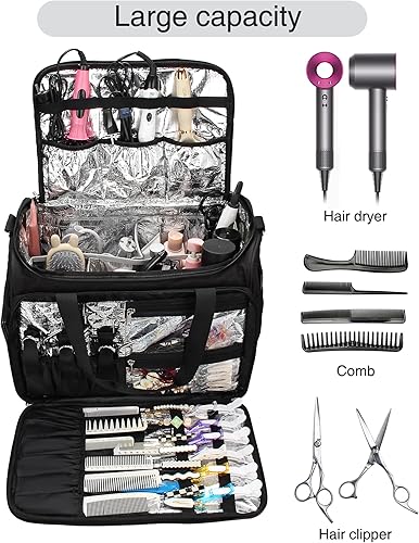 Miniatura 4 de MONSTINA Bolsa de peluquería profesional, bolsa de peluquería, bolsa de viaje para artículos de tocador, bolsa de peluquería de belleza para