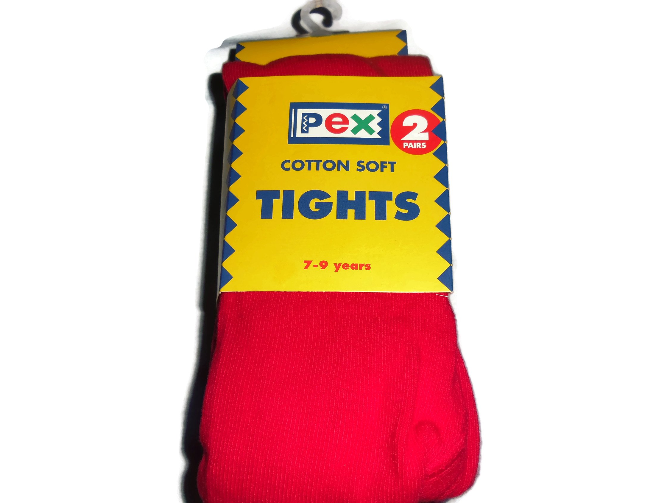 Pex Girls Red 2 Pair Of Cotton Soft Tights Colour (7-9 Years)