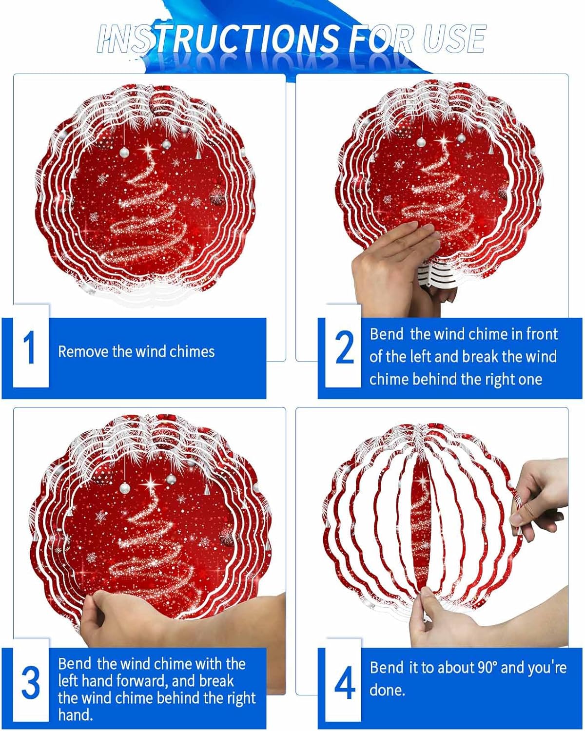 Christmas Wind Spinner Red Christmas Balls Stainless Steel Spinner for Yard Garden Xmas Tree Snowflake Wind Sculptures 12 Inch 3D Crafts Ornaments Hanging Wind Spinners for Outdoor & Indoor Decor