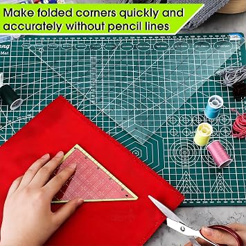 2 Pcs Acrylic Template Rulers Folded Corner Ruler Folded Corner Clipper Tool Simplicity 45 Degree Half Square Triangle Ruler and Quilting Template for Sewing Cutting Cutter Tools, Transparent