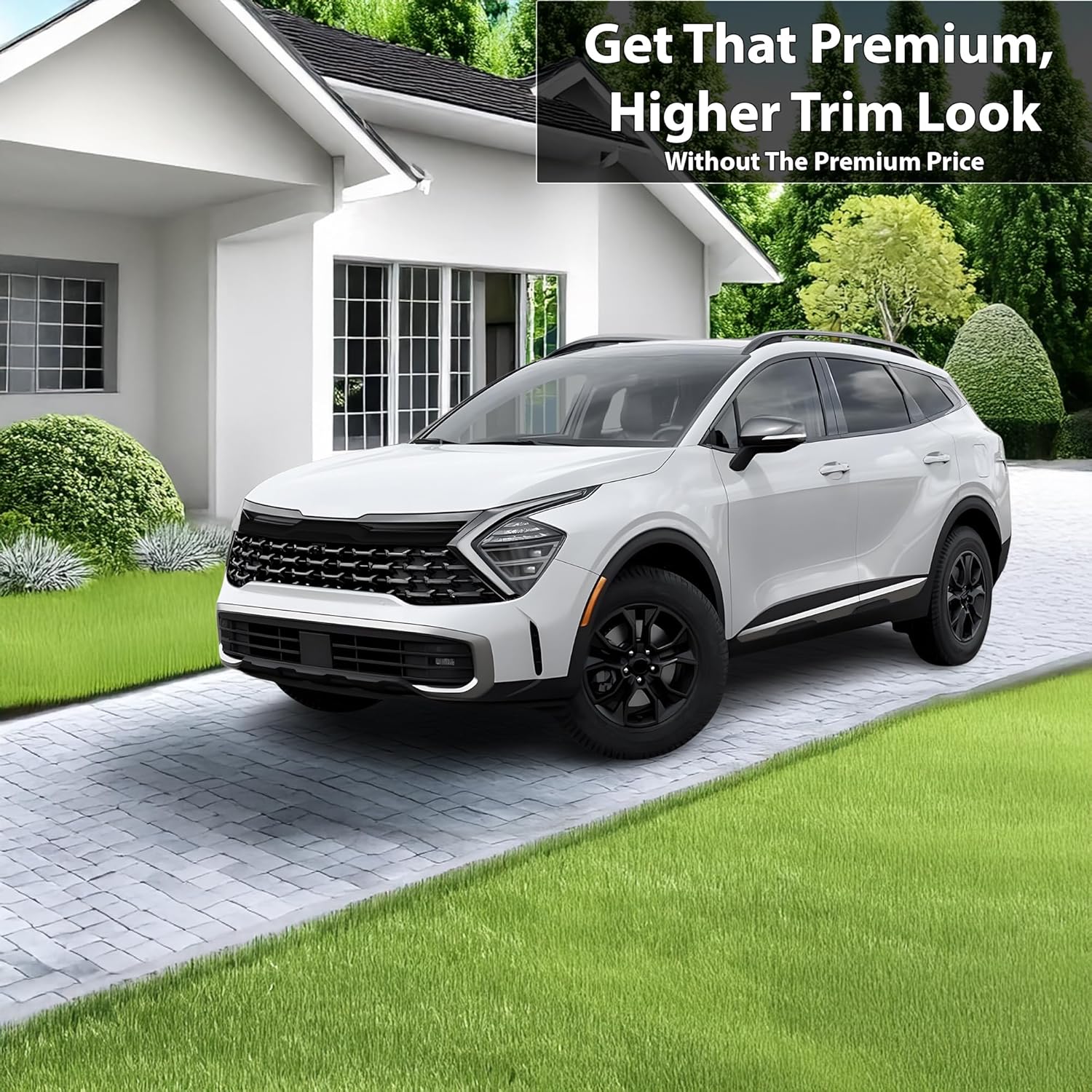 BOGAR TECH DESIGNS for Kia Sportage 2023-2025 Front Chrome Delete – Precut Vinyl Overlay Kit, Gloss Black Blackout Trim