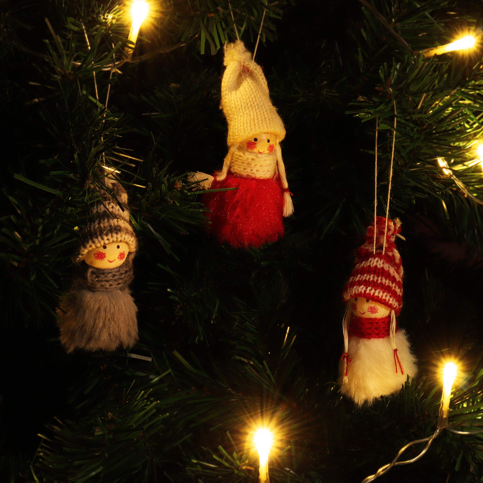 COM-FOUR® 6X Colgantes de árbol de Navidad Premium ángeles - Decoraciones para árboles de Navidad - Troles Decorativos suecos-escandinavos, ángeles, Hadas, Papá Noel como Decoraciones para árboles