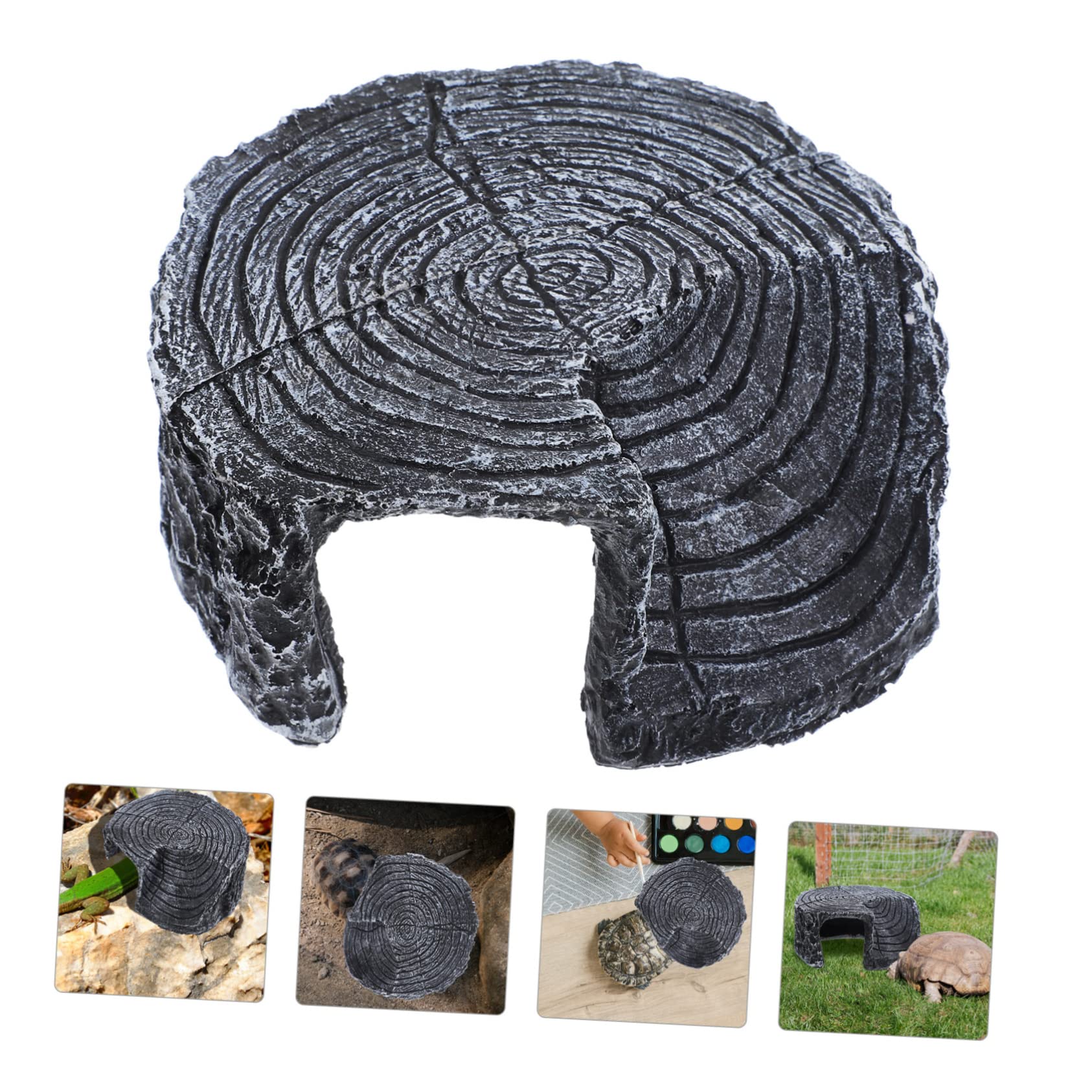 HOUDERCO Basking Platform for Aquatic Turtles Reptile Hideout Stump Cave Terrarium Decor Accessory for Tortoises Lizards and Amphibians
