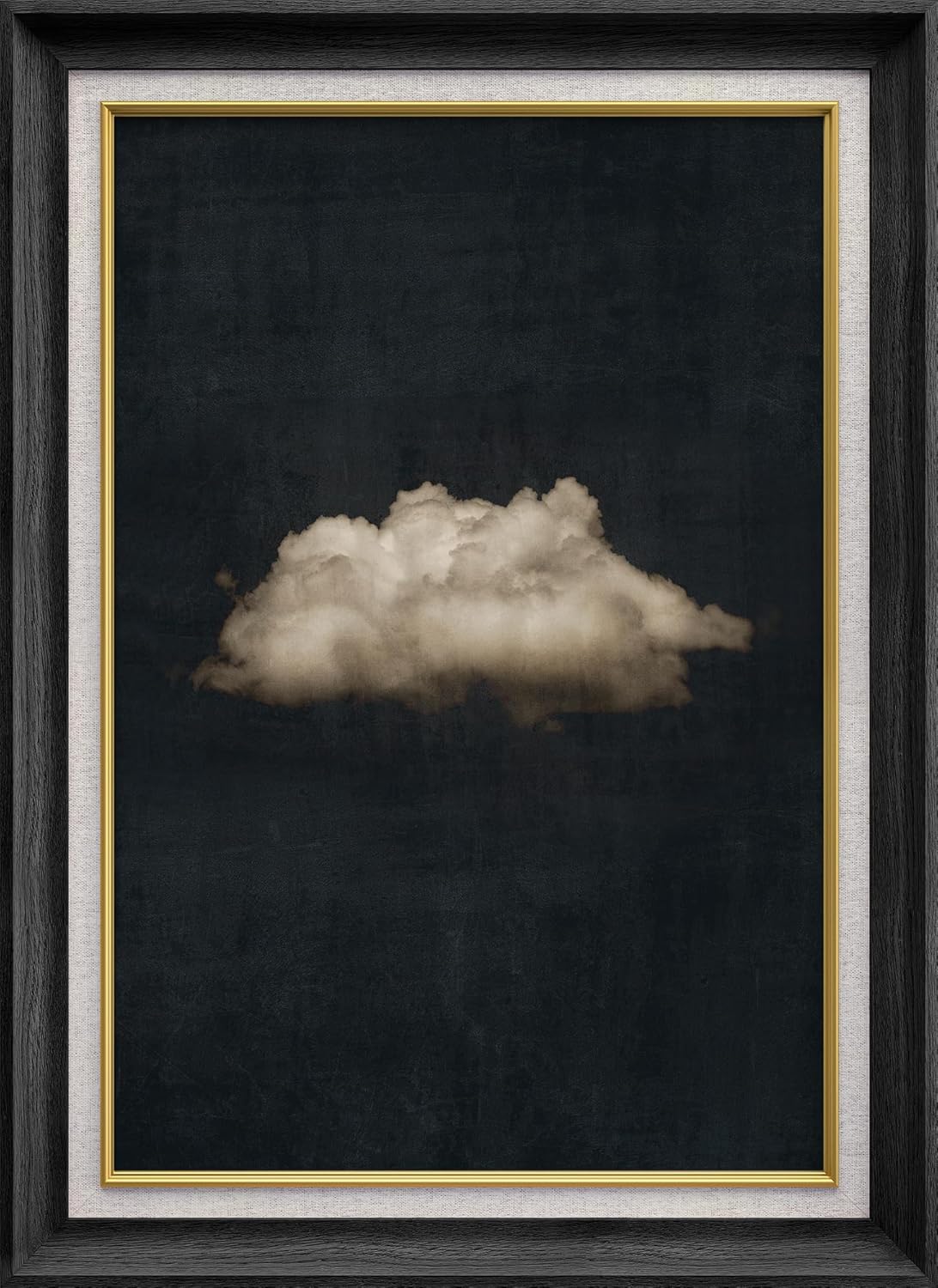 SIGNWIN Premium Frame Art Watercolor Pastel Dark Gray Storm Cloud Landscape Nature Wilderness Illustrations Minimalism Rustic Scenic Relax/Calm for Living Room, Bedroom, Office - 26"x36" Black