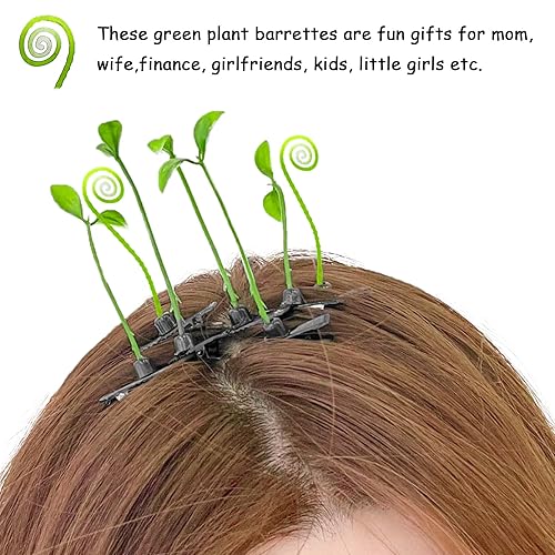Miniatura 6 de Juego de 30 pinzas para el cabello con brotes de frijoles, bonitos pasadores de pelo de plantas verdes para mujeres, niñas y niños, horquillas