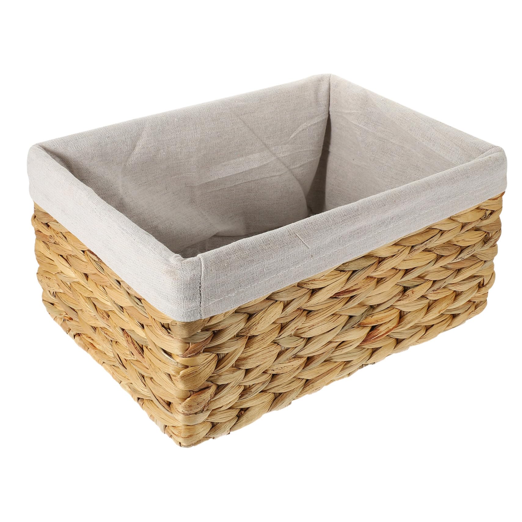 Cesta de Almacenamiento de Fibra Natural, Rectangular, Tejida a Mano