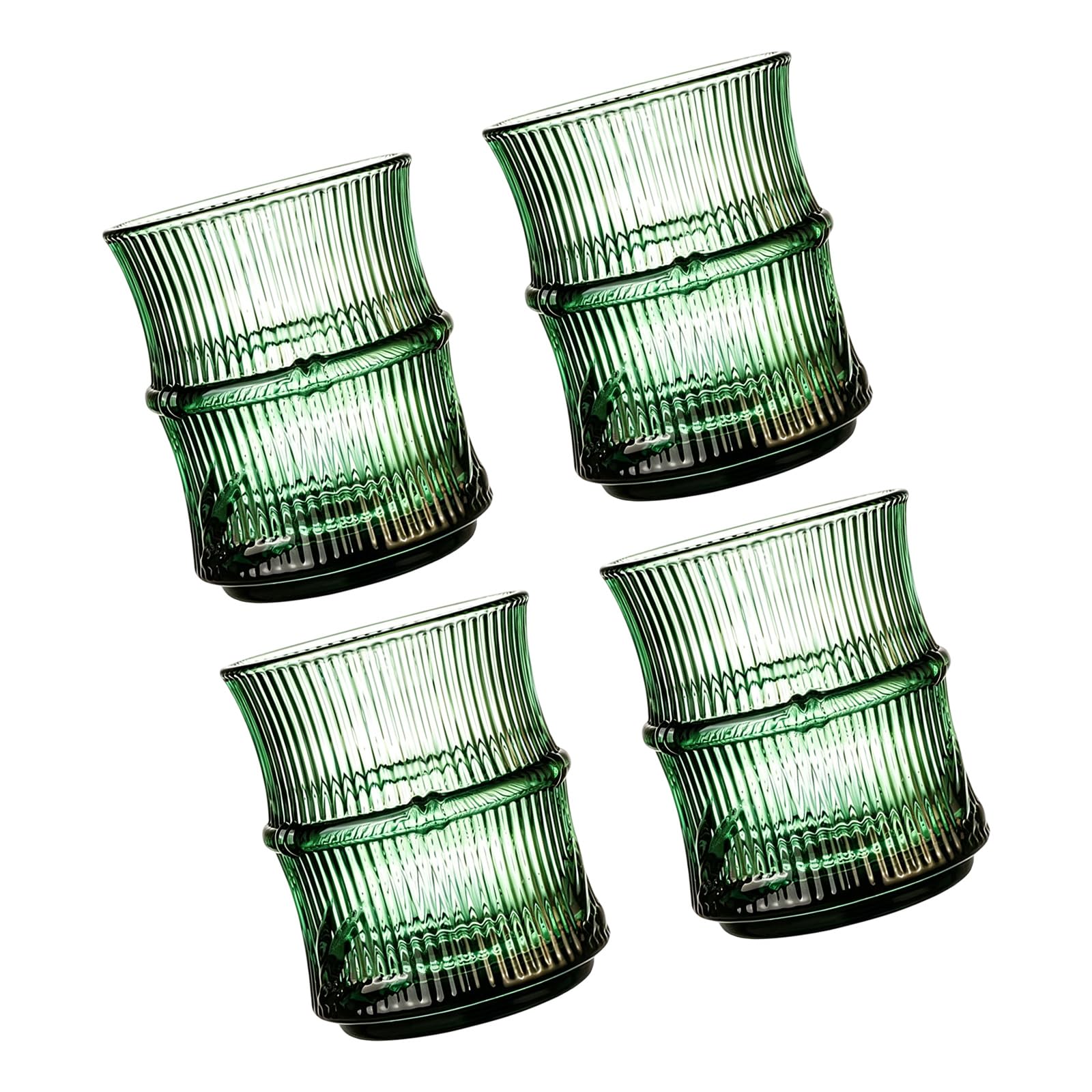 PURPLELILY Of 4 Shaped Glassware Stackable Clear Cups Beverage Drinking Glasses for Kitchen Dining Room Stalk Stackable Glass Cups